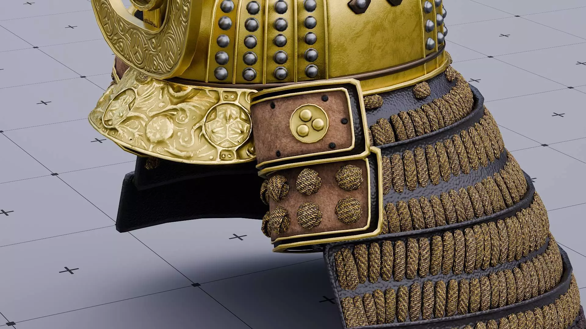 Japanese Samurai Helmet 3D model_2