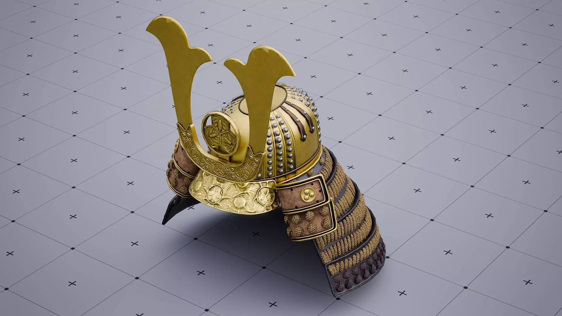 Japanese Samurai Helmet 3D model_1