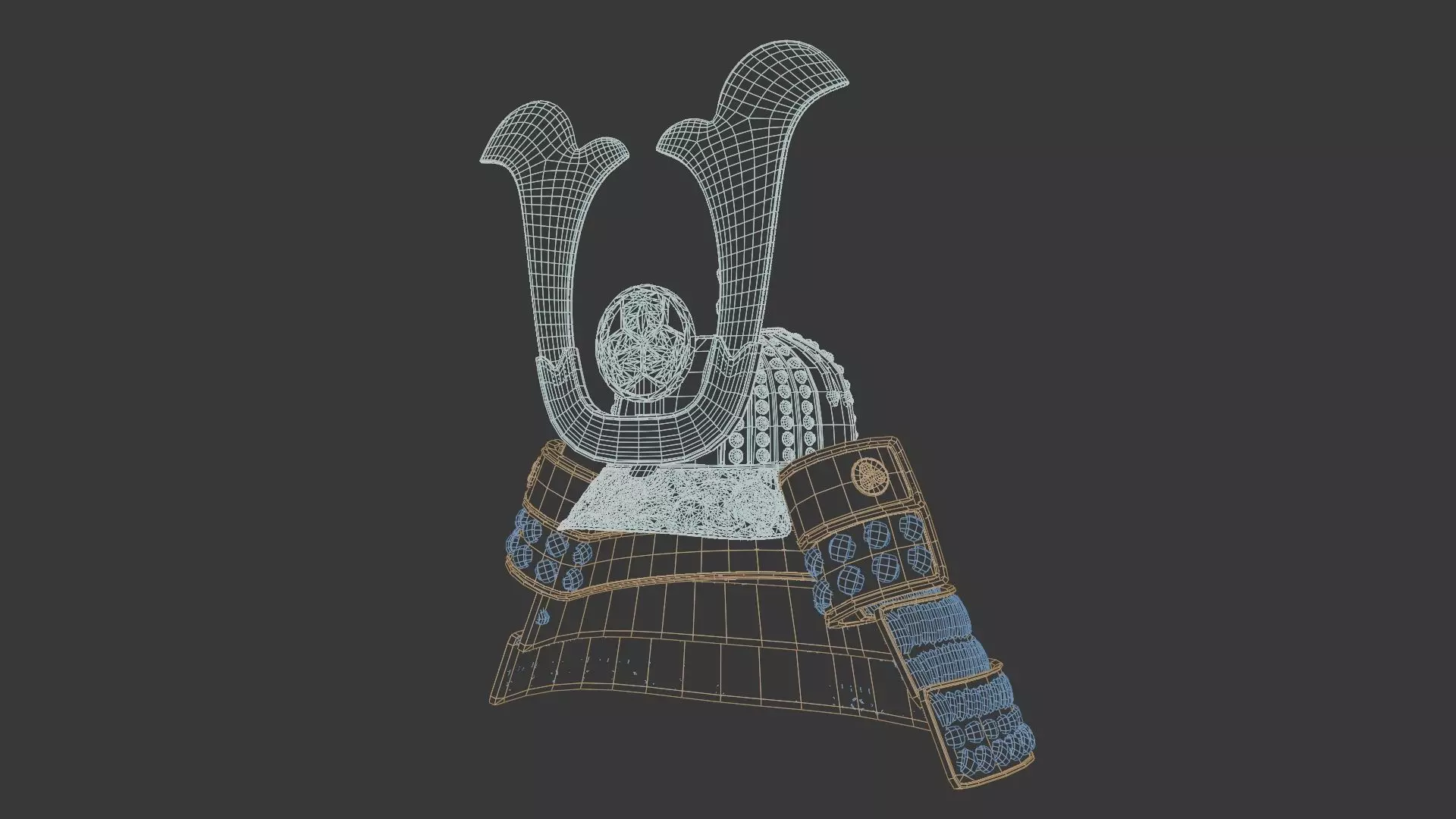 Japanese Samurai Helmet 3D model_5