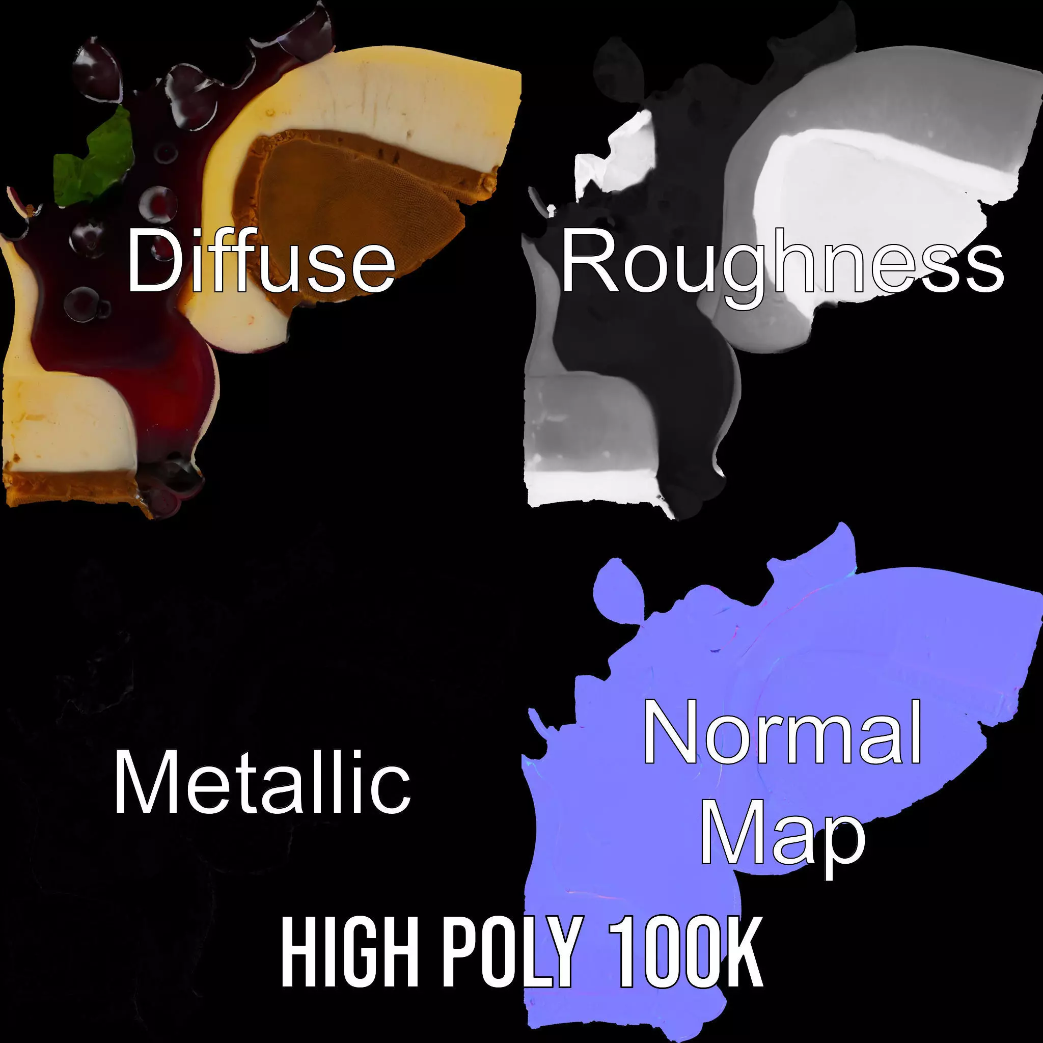 Cherry Cheesecake model pack Low-poly 3D model_3