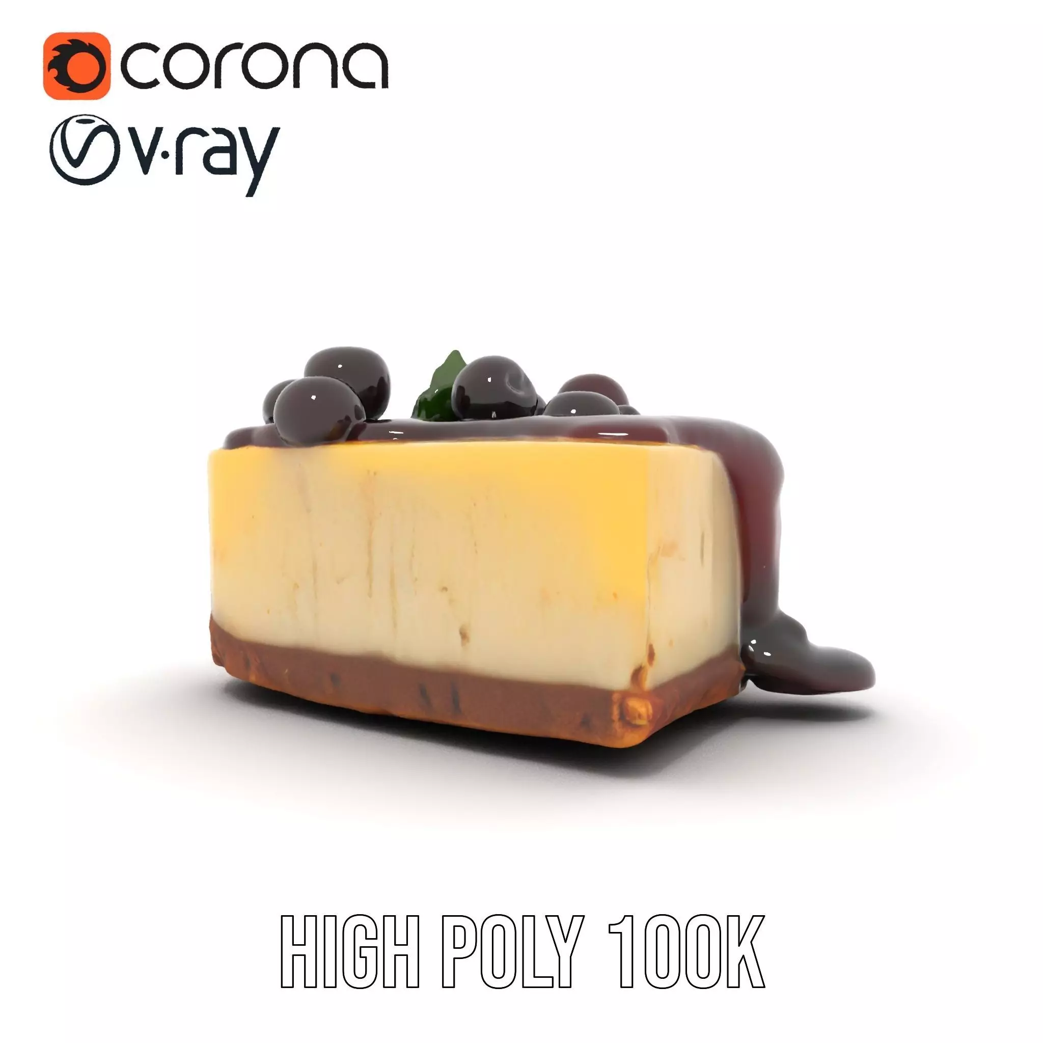 Cherry Cheesecake model pack Low-poly 3D model_29