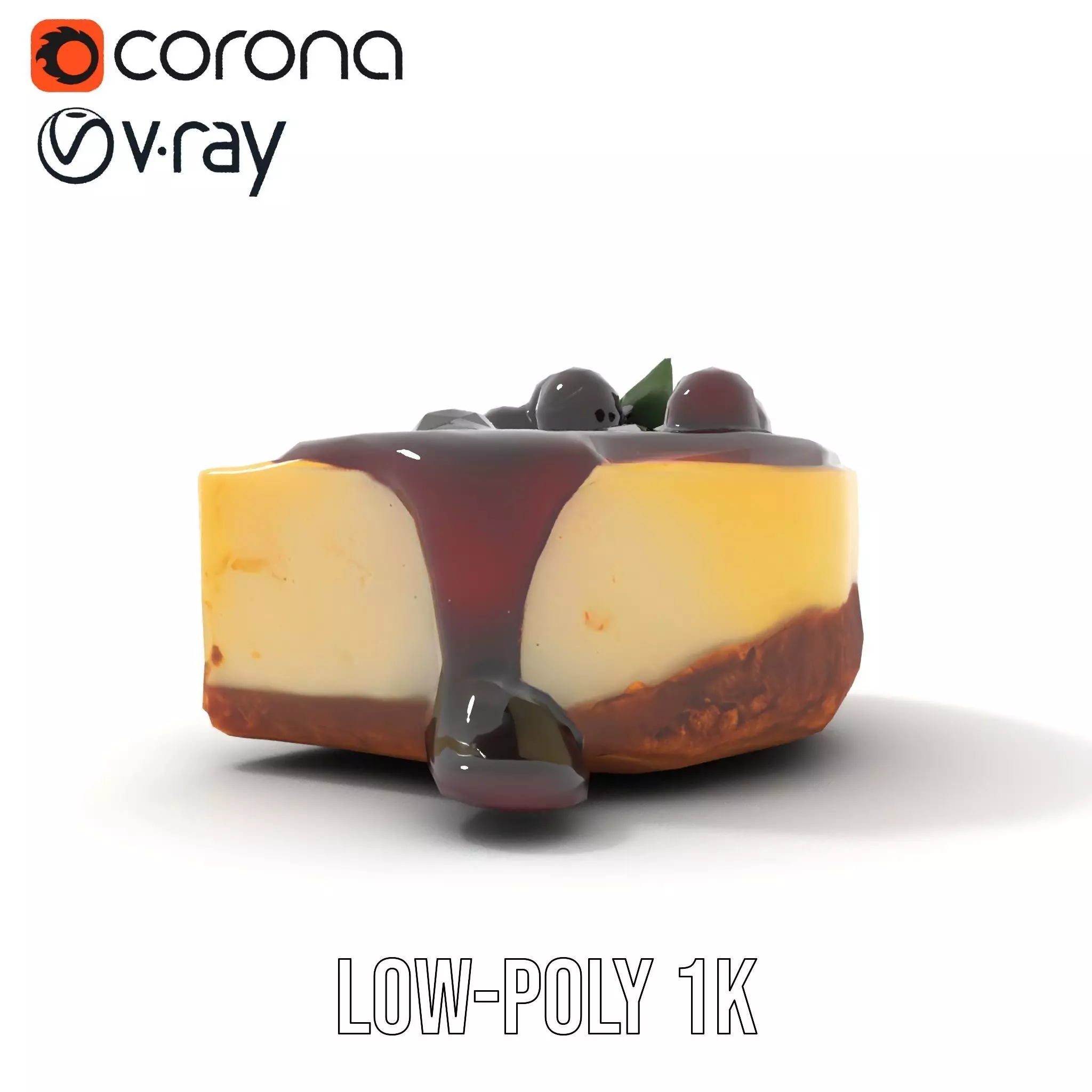 Cherry Cheesecake model pack Low-poly 3D model_12