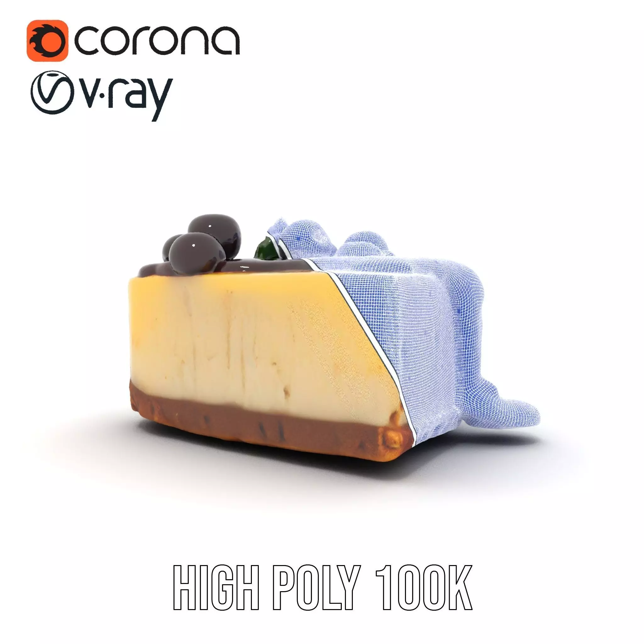 Cherry Cheesecake model pack Low-poly 3D model_34