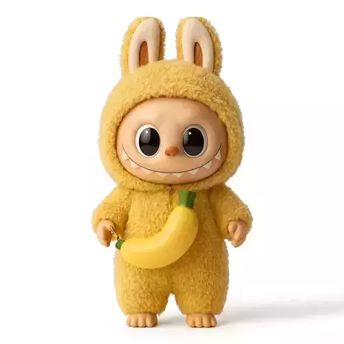Banana Labubu Pop Mart Kasing Lung toy