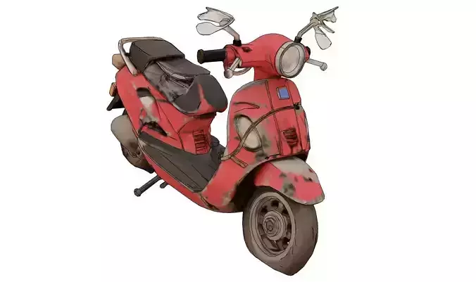 Abandoned motorcycle in ruins