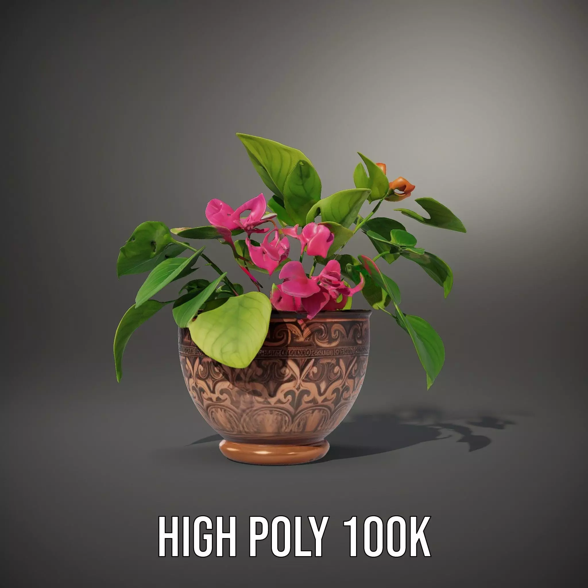 Floral Terracotta Pot model pack Low-poly 3D model_8