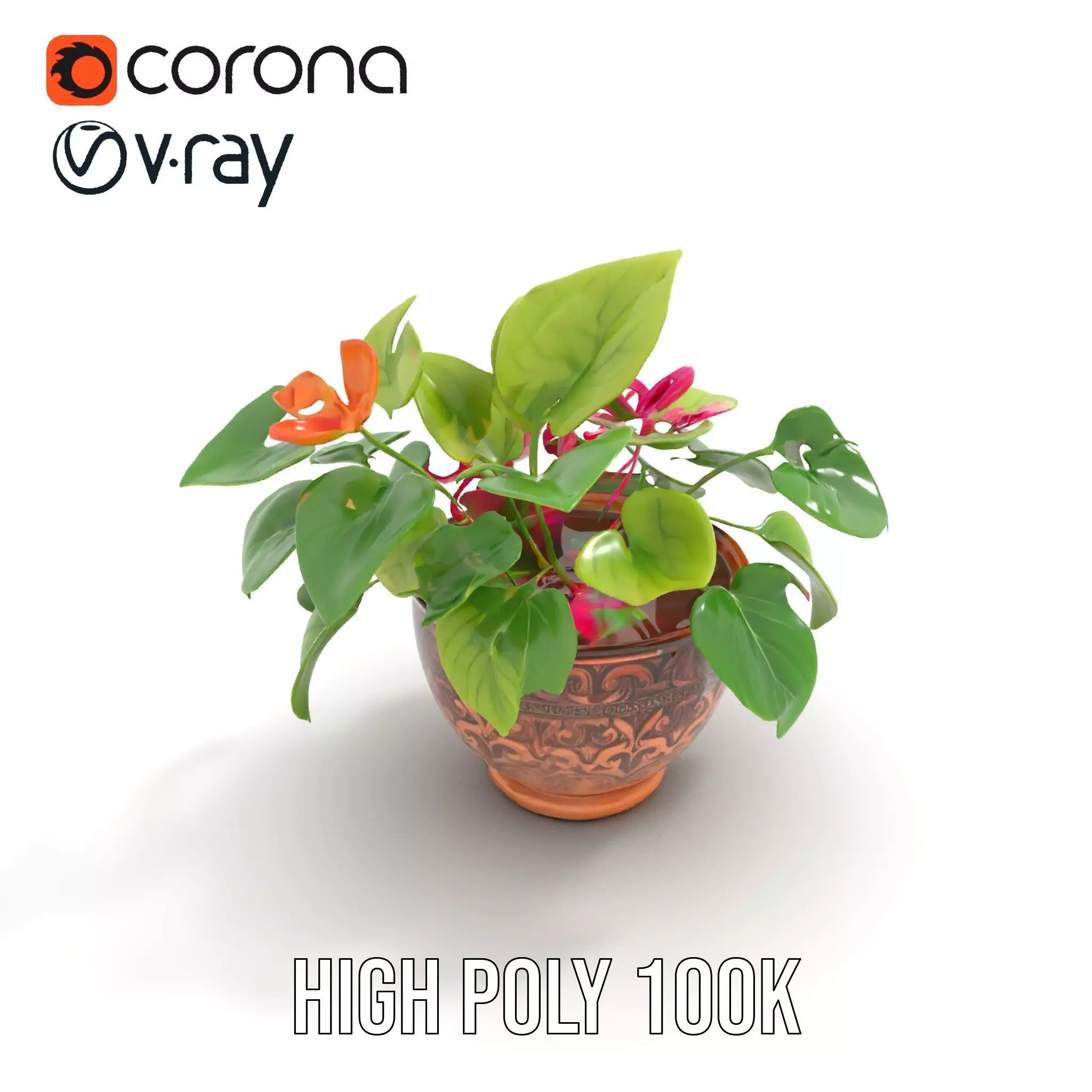 Floral Terracotta Pot model pack Low-poly 3D model_28