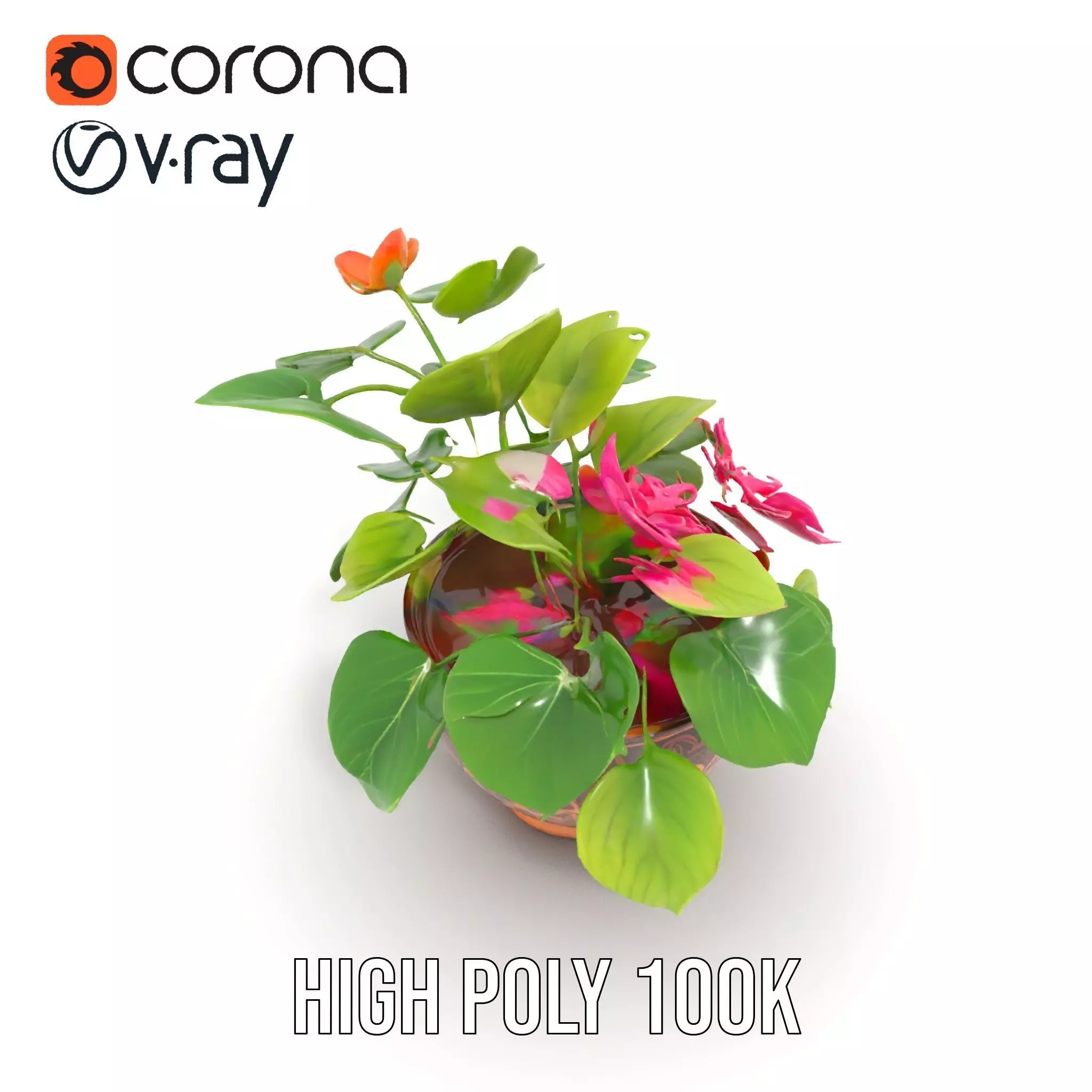Floral Terracotta Pot model pack Low-poly 3D model_20