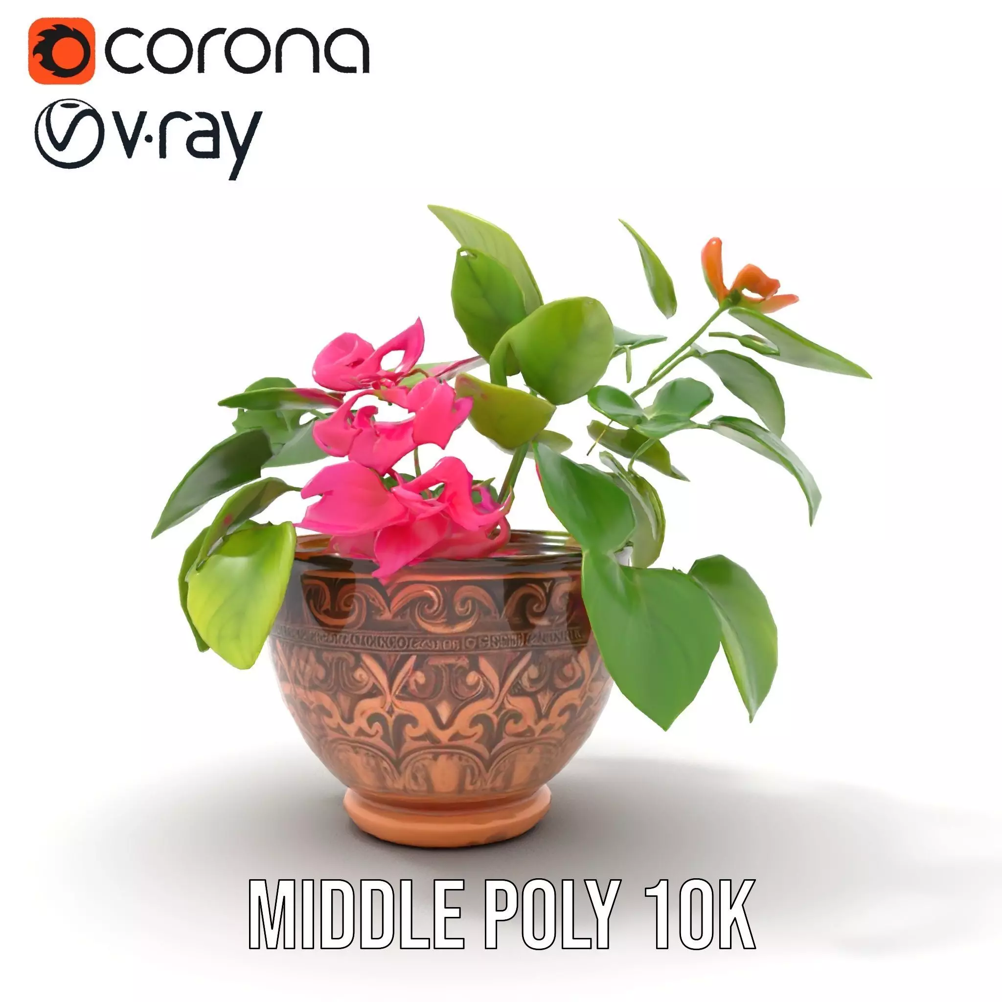 Floral Terracotta Pot model pack Low-poly 3D model_21