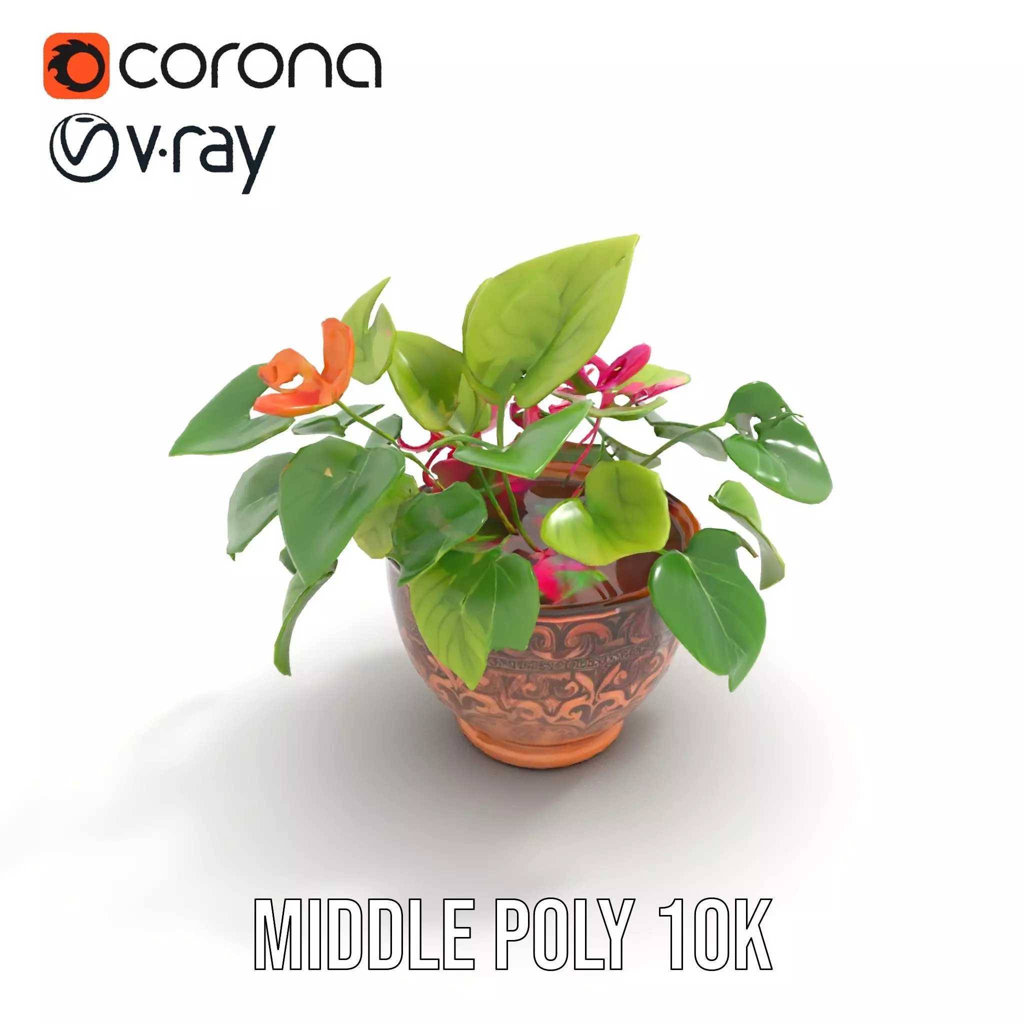 Floral Terracotta Pot model pack Low-poly 3D model_5