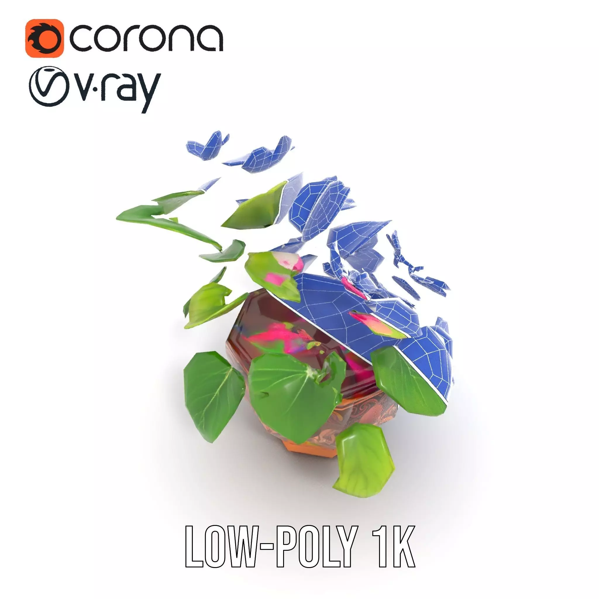 Floral Terracotta Pot model pack Low-poly 3D model_27