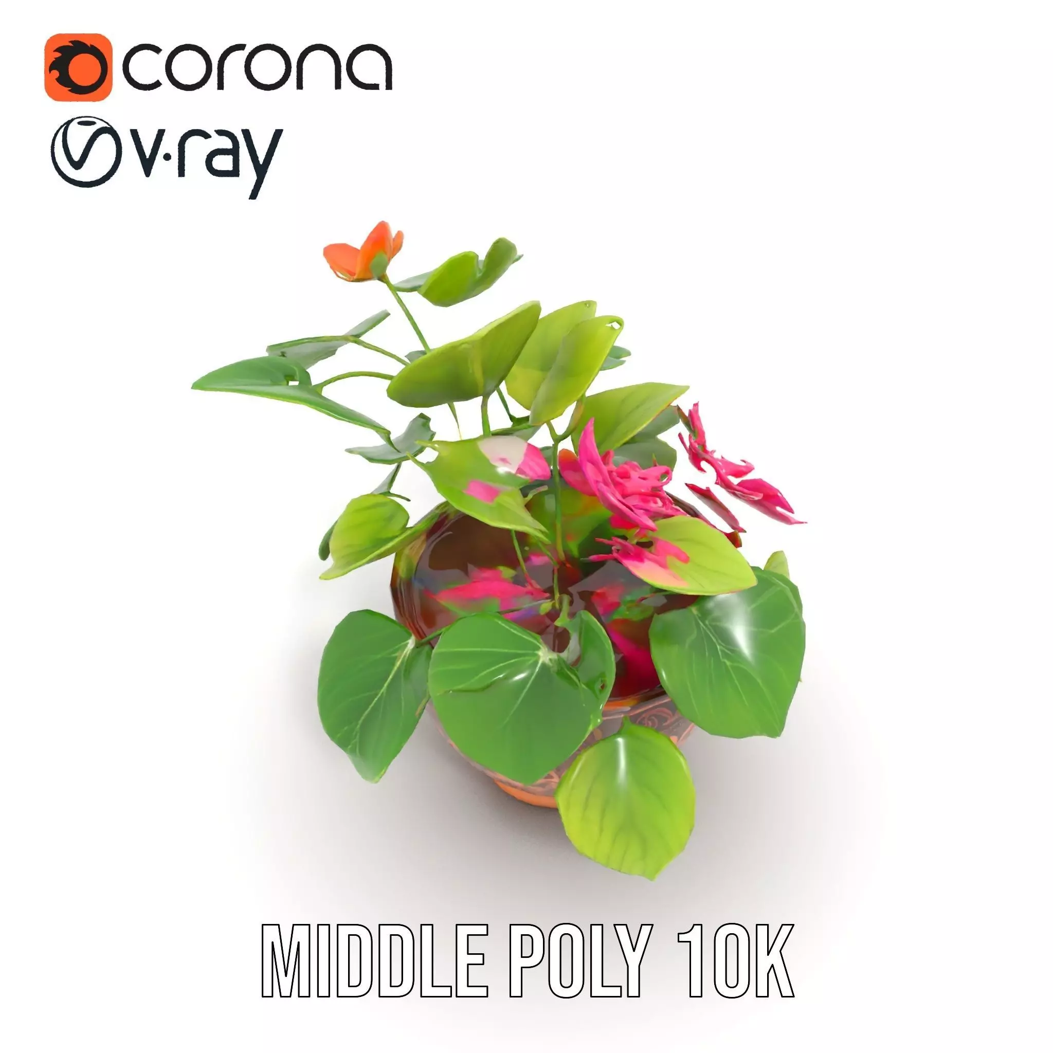 Floral Terracotta Pot model pack Low-poly 3D model_16