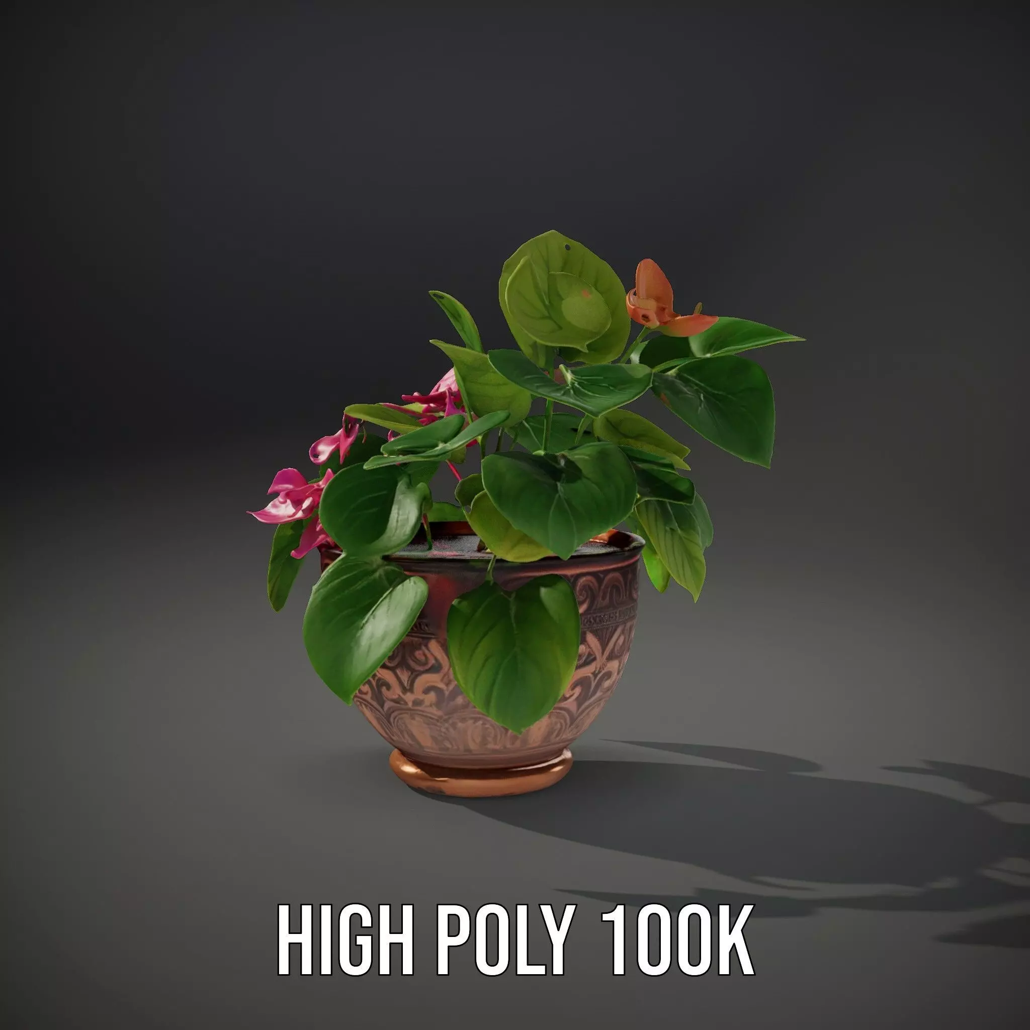 Floral Terracotta Pot model pack Low-poly 3D model_10