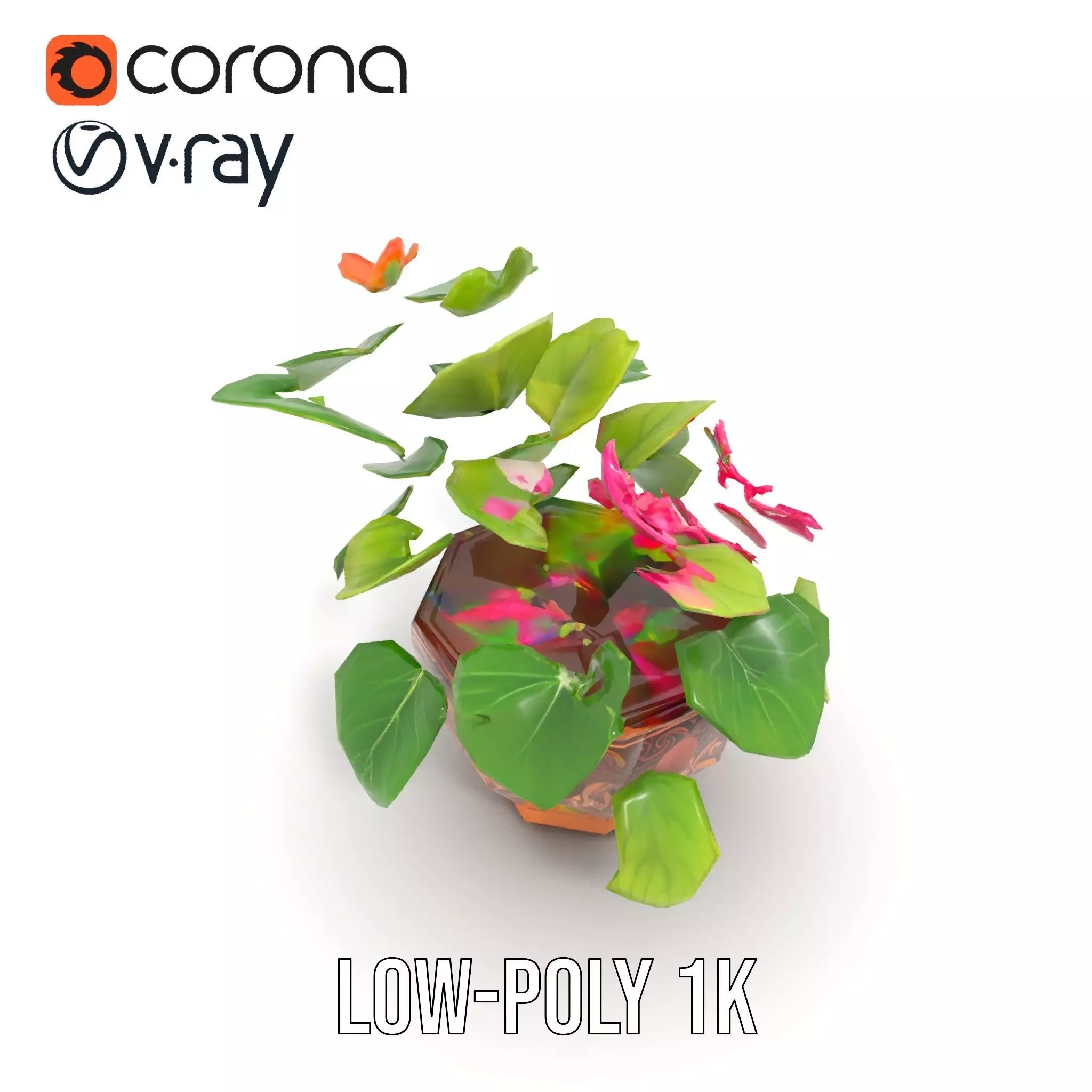 Floral Terracotta Pot model pack Low-poly 3D model_22