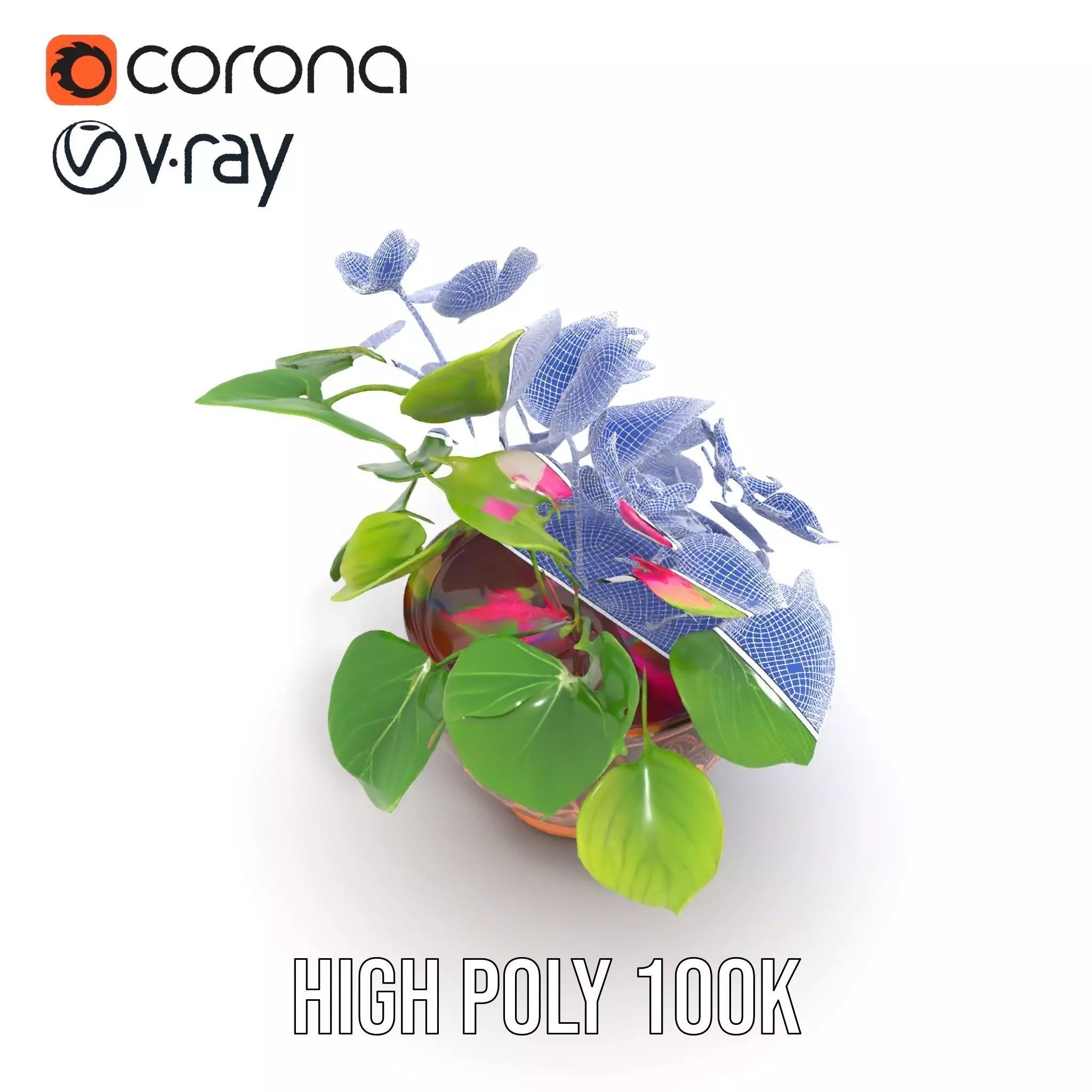 Floral Terracotta Pot model pack Low-poly 3D model_31
