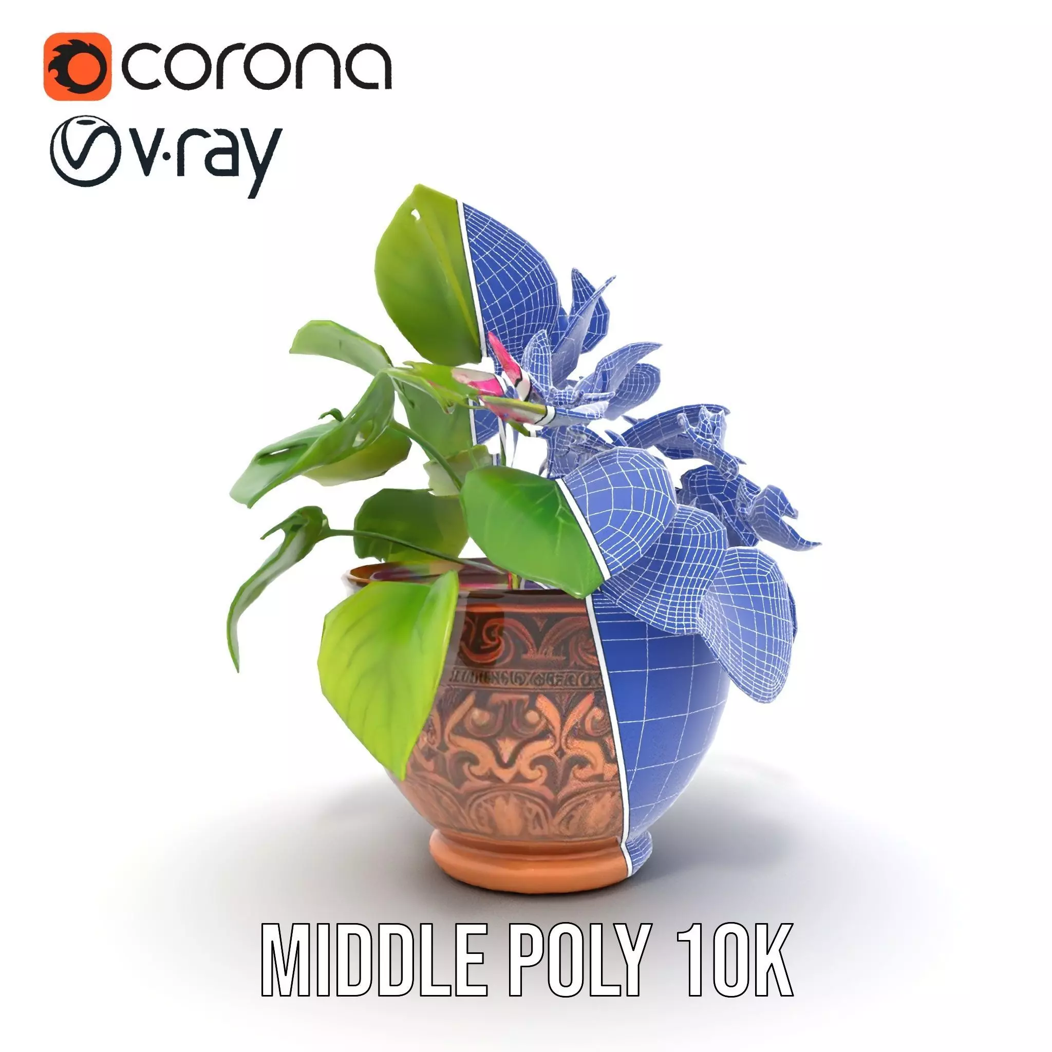 Floral Terracotta Pot model pack Low-poly 3D model_29