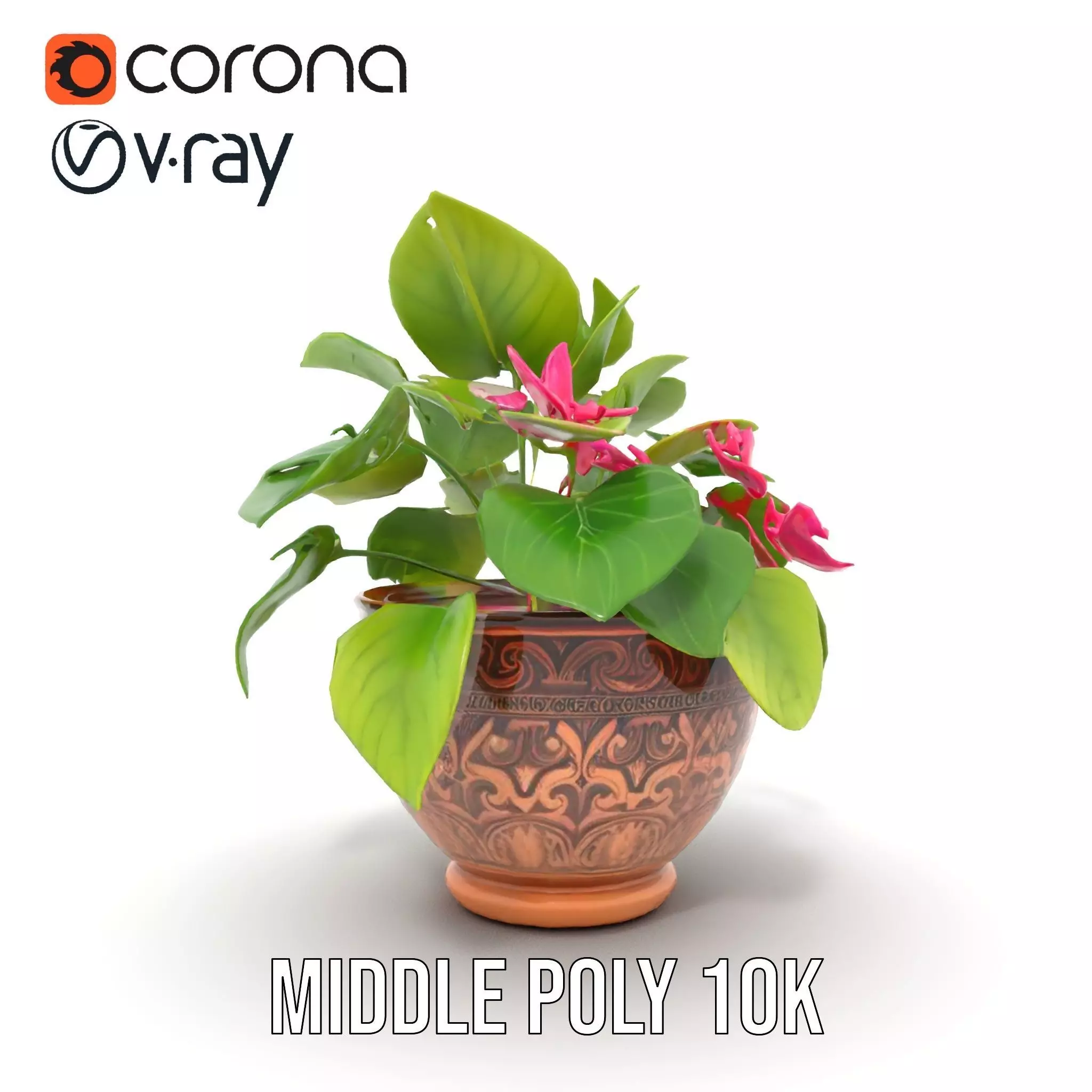 Floral Terracotta Pot model pack Low-poly 3D model_11
