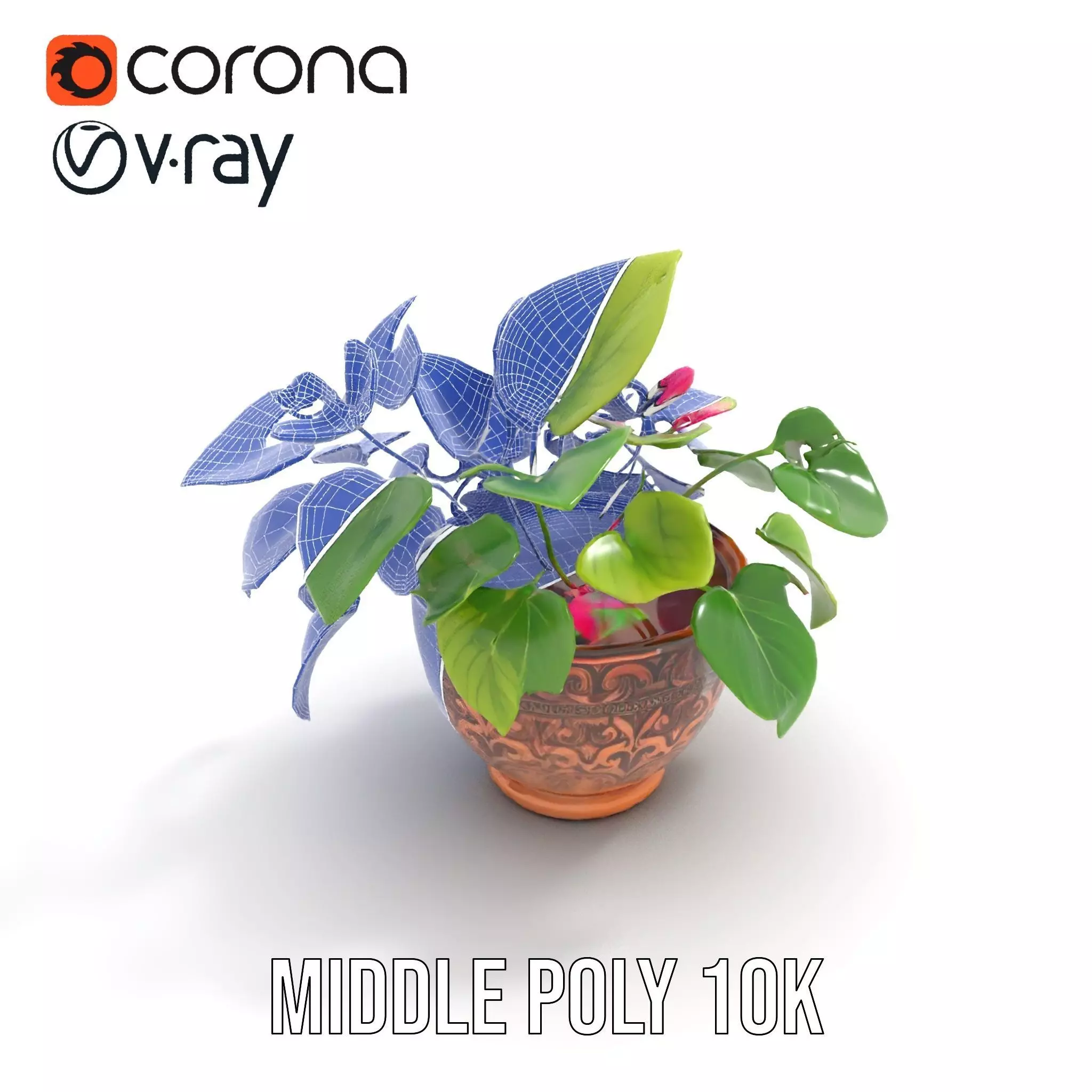 Floral Terracotta Pot model pack Low-poly 3D model_18