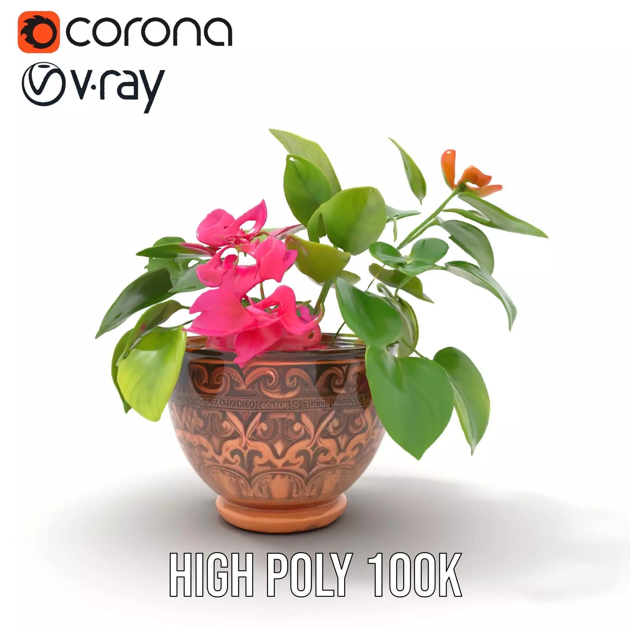 Floral Terracotta Pot model pack Low-poly 3D model_32
