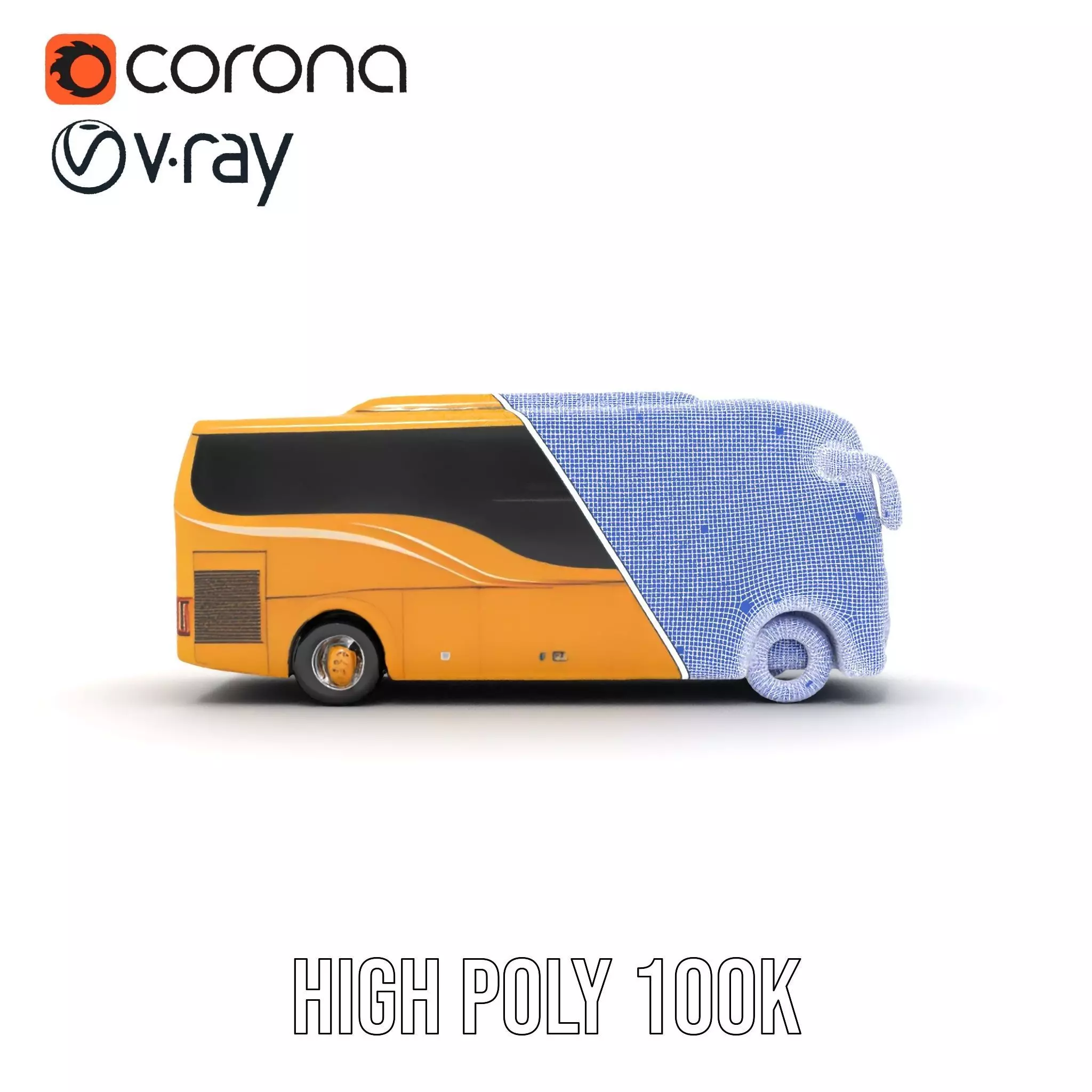 Golden Coach Bus model pack Low-poly 3D model_33