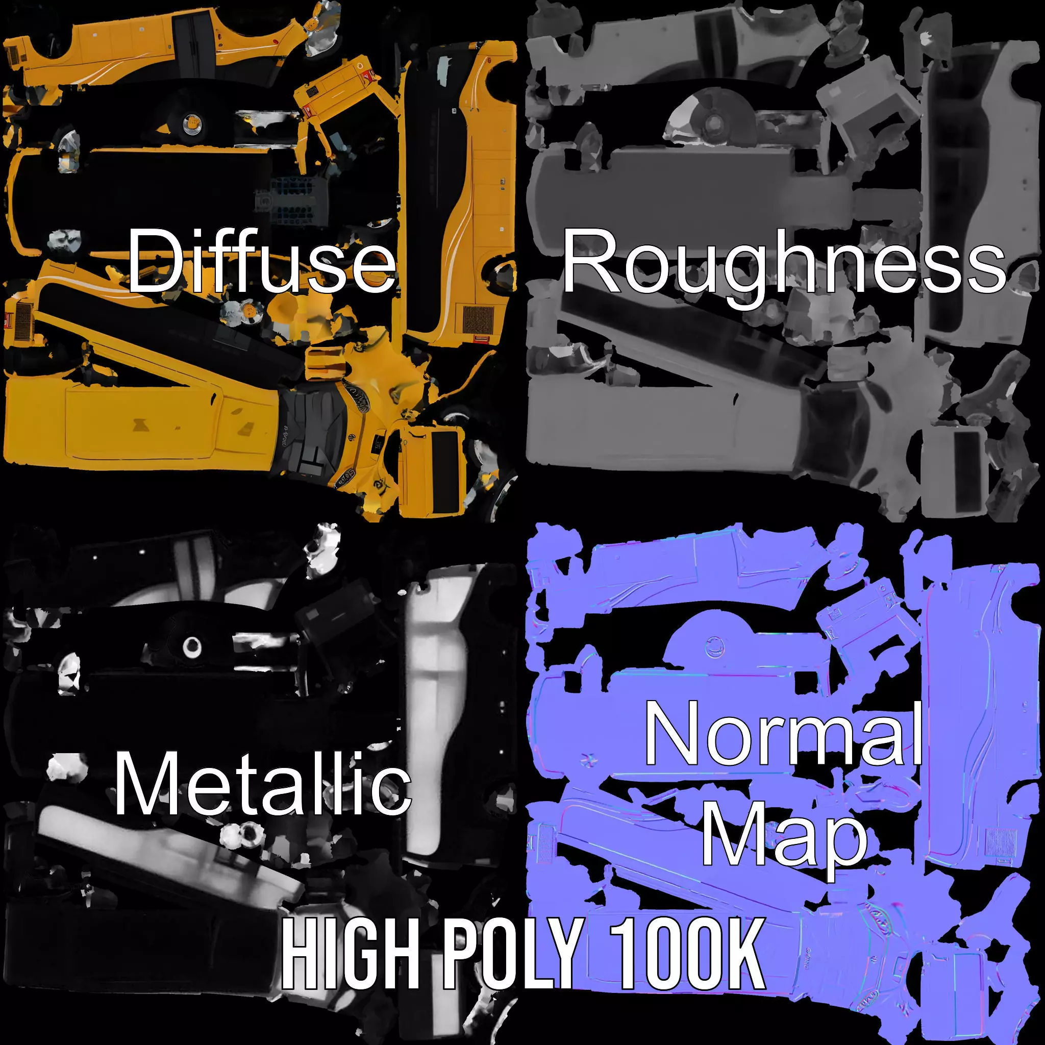 Golden Coach Bus model pack Low-poly 3D model_3