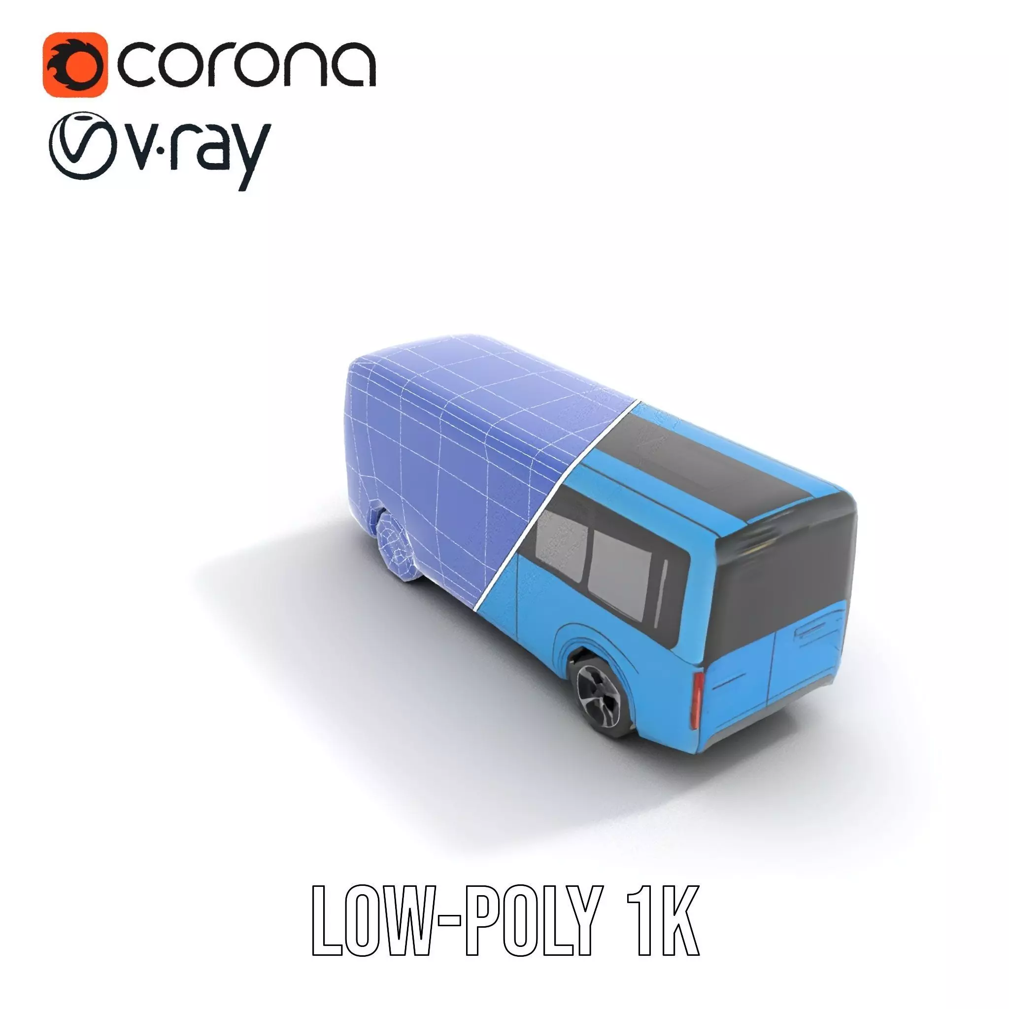 Sleek Blue Bus model pack Low-poly 3D model_31