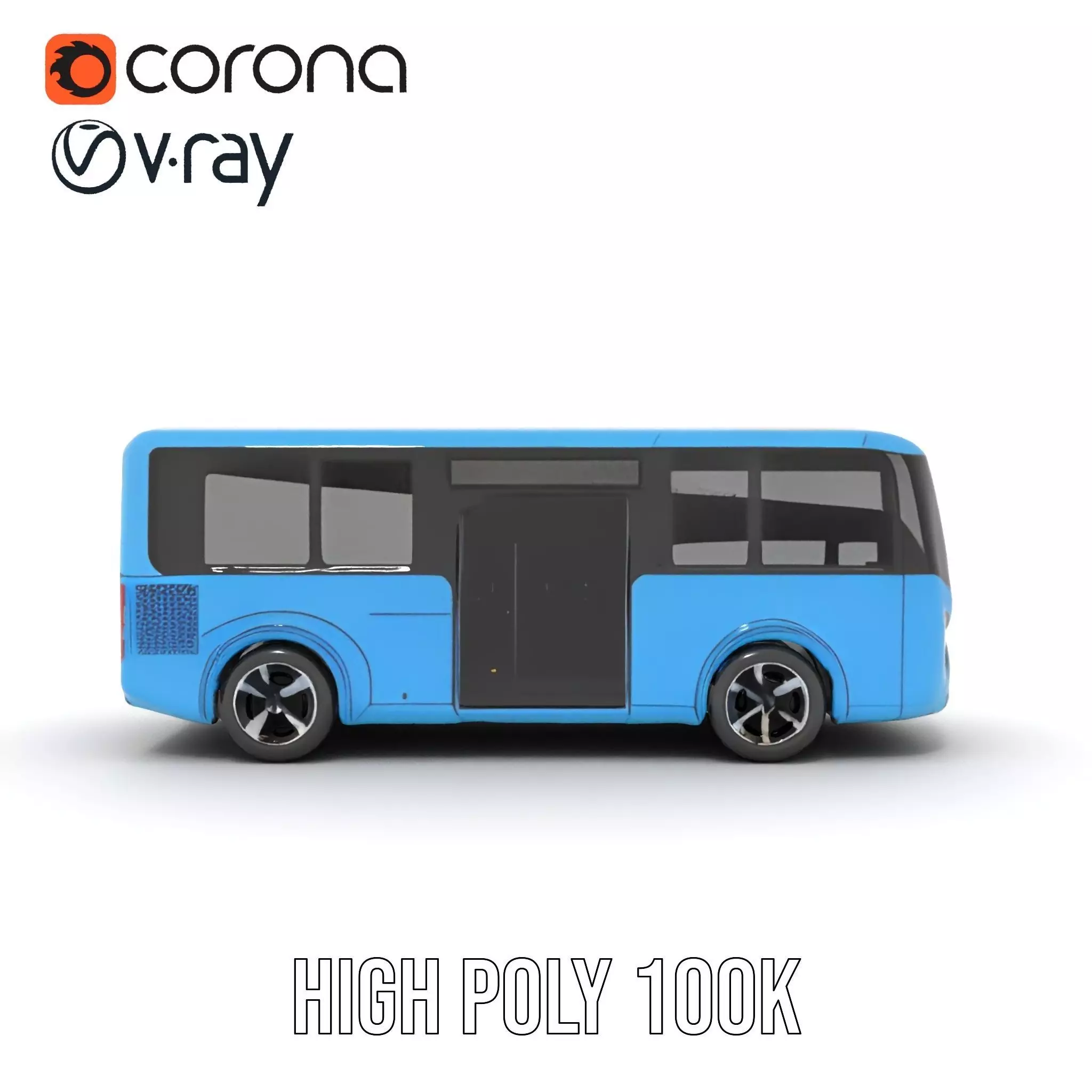 Sleek Blue Bus model pack Low-poly 3D model_23