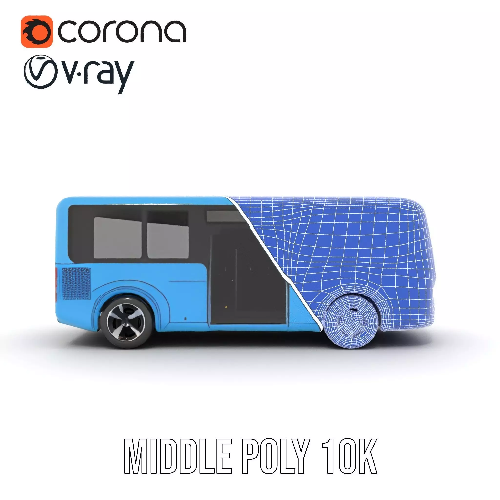 Sleek Blue Bus model pack Low-poly 3D model_27
