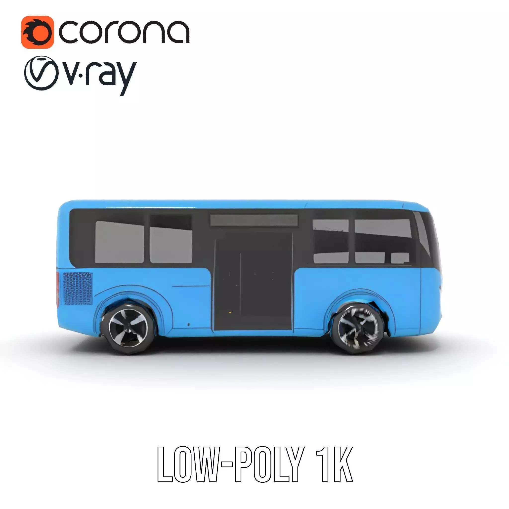 Sleek Blue Bus model pack Low-poly 3D model_9