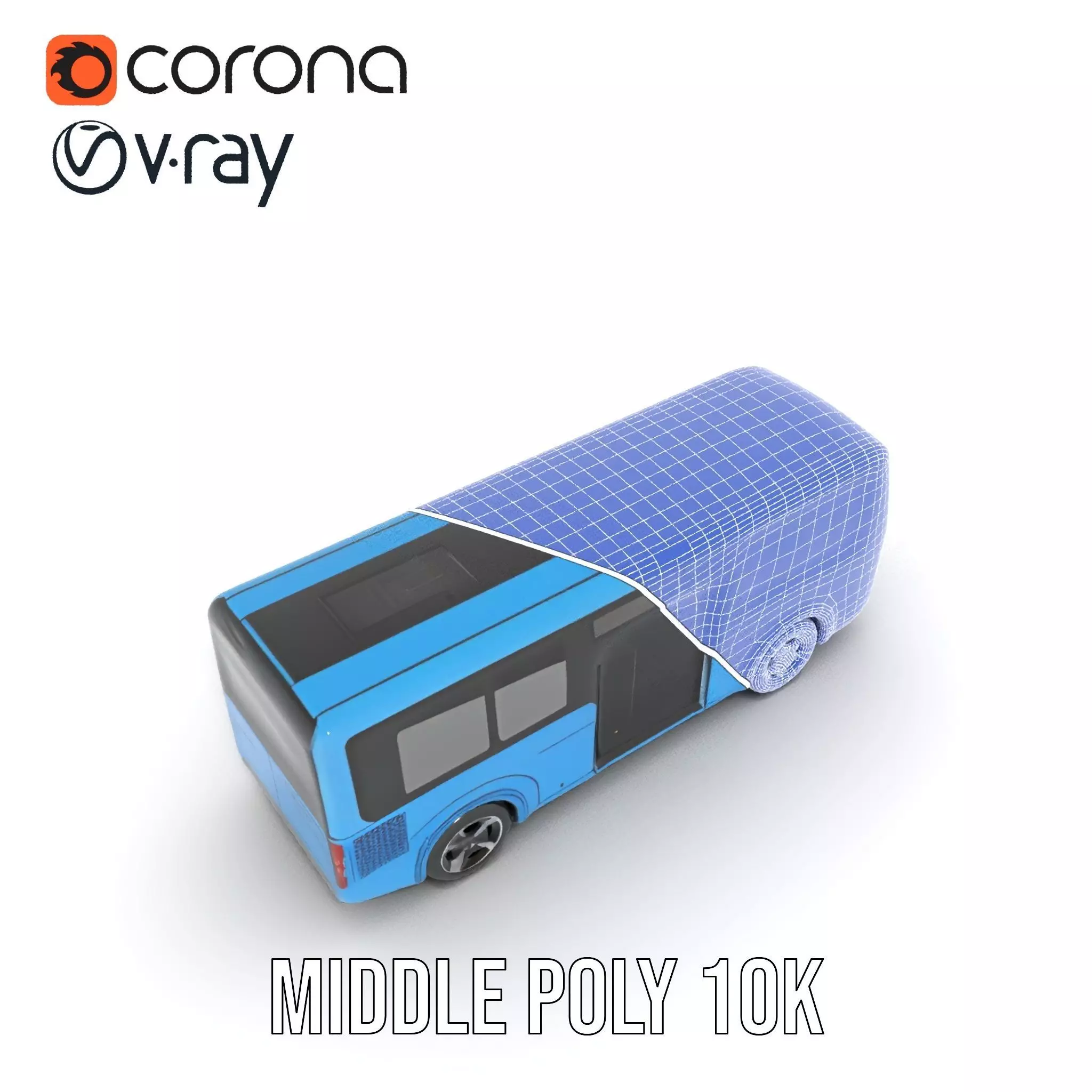 Sleek Blue Bus model pack Low-poly 3D model_13