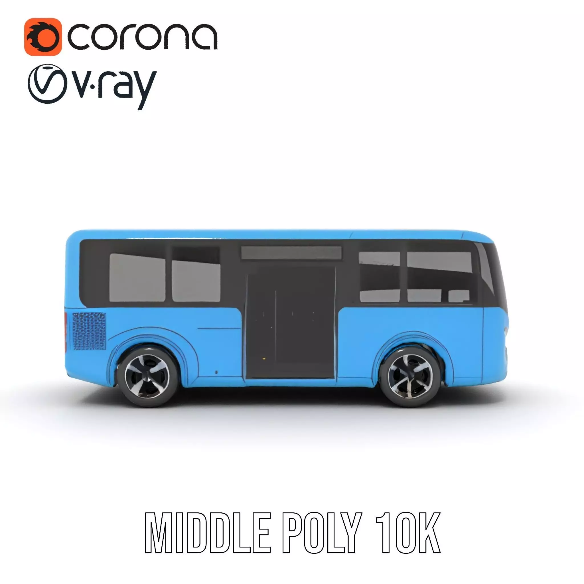 Sleek Blue Bus model pack Low-poly 3D model_6