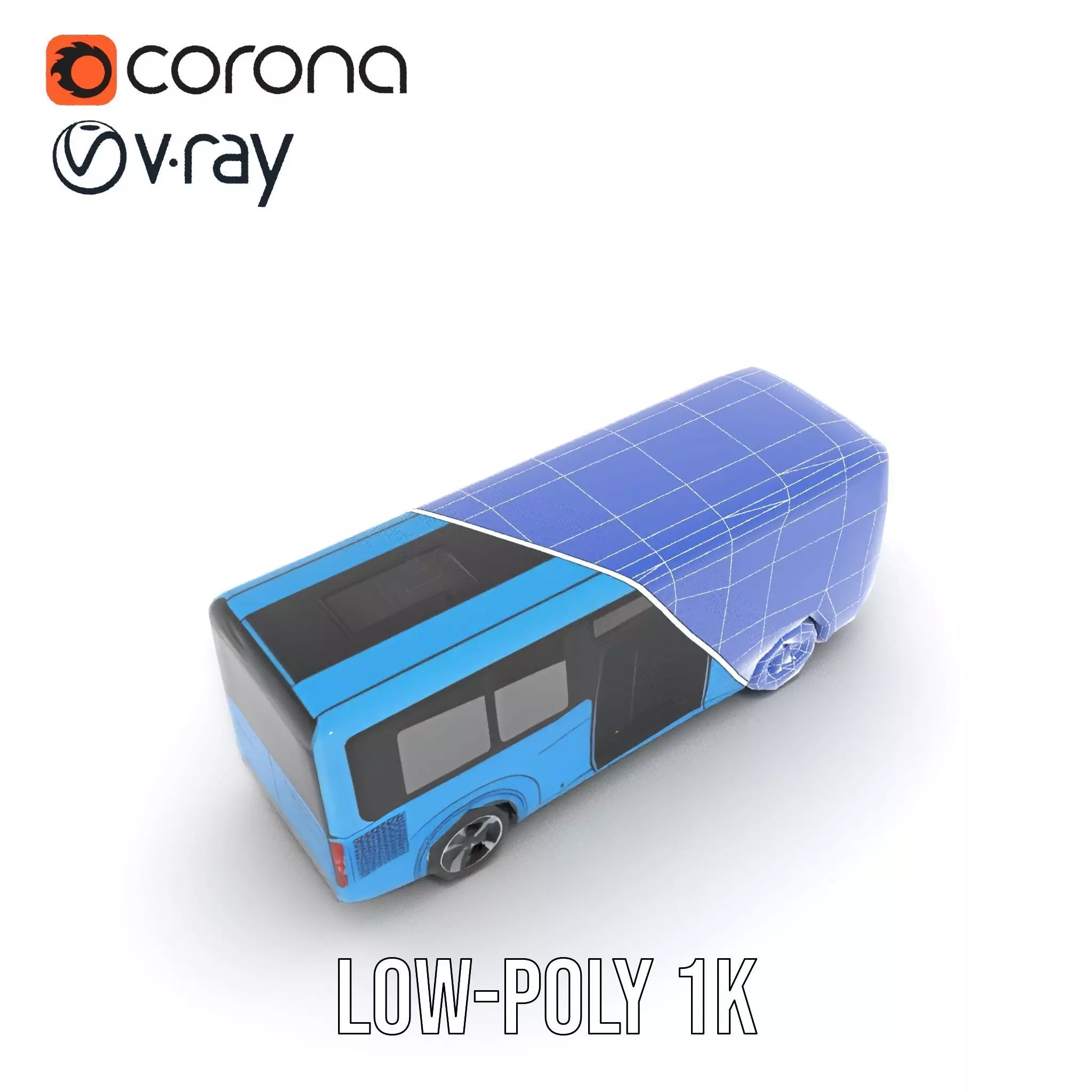 Sleek Blue Bus model pack Low-poly 3D model_19