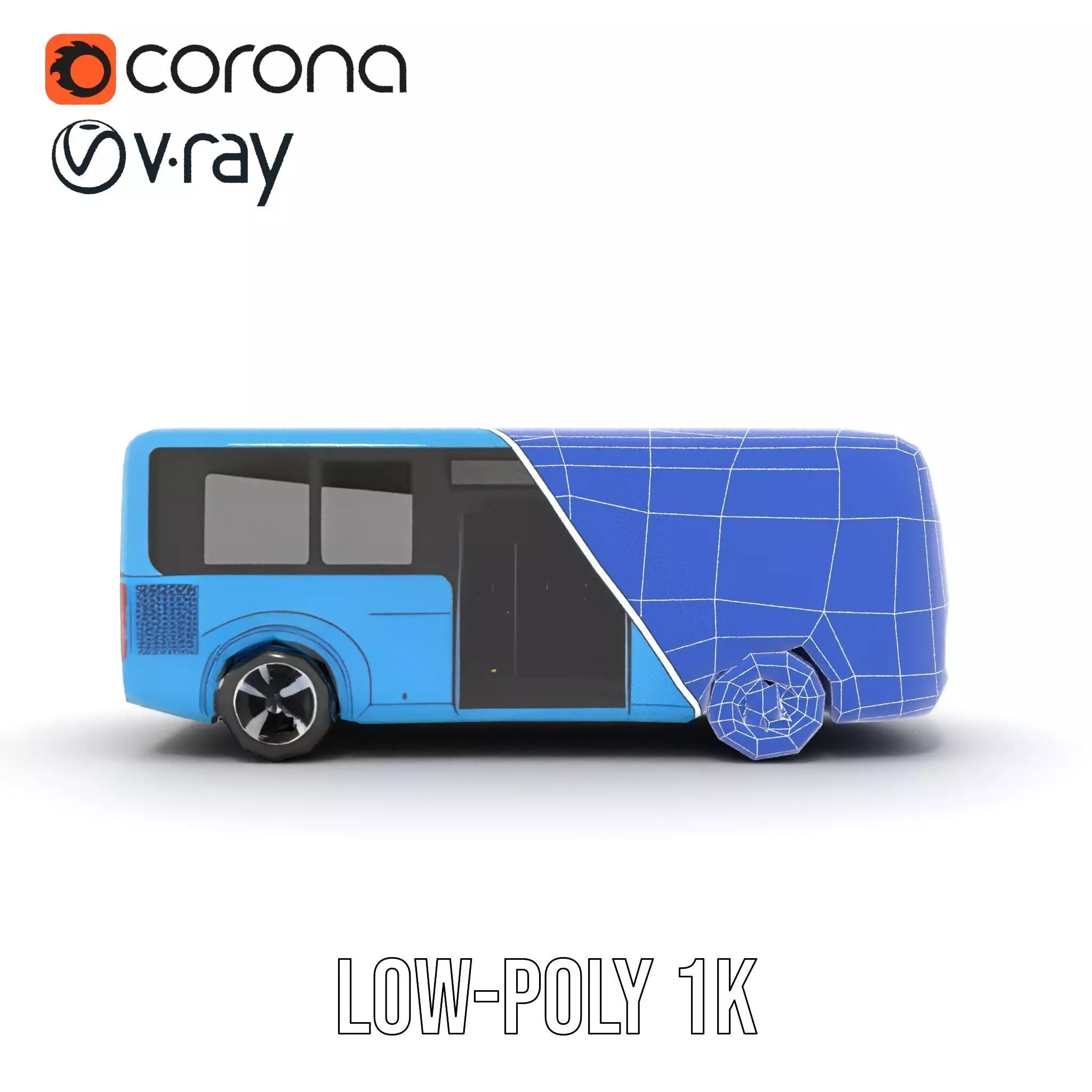 Sleek Blue Bus model pack Low-poly 3D model_28