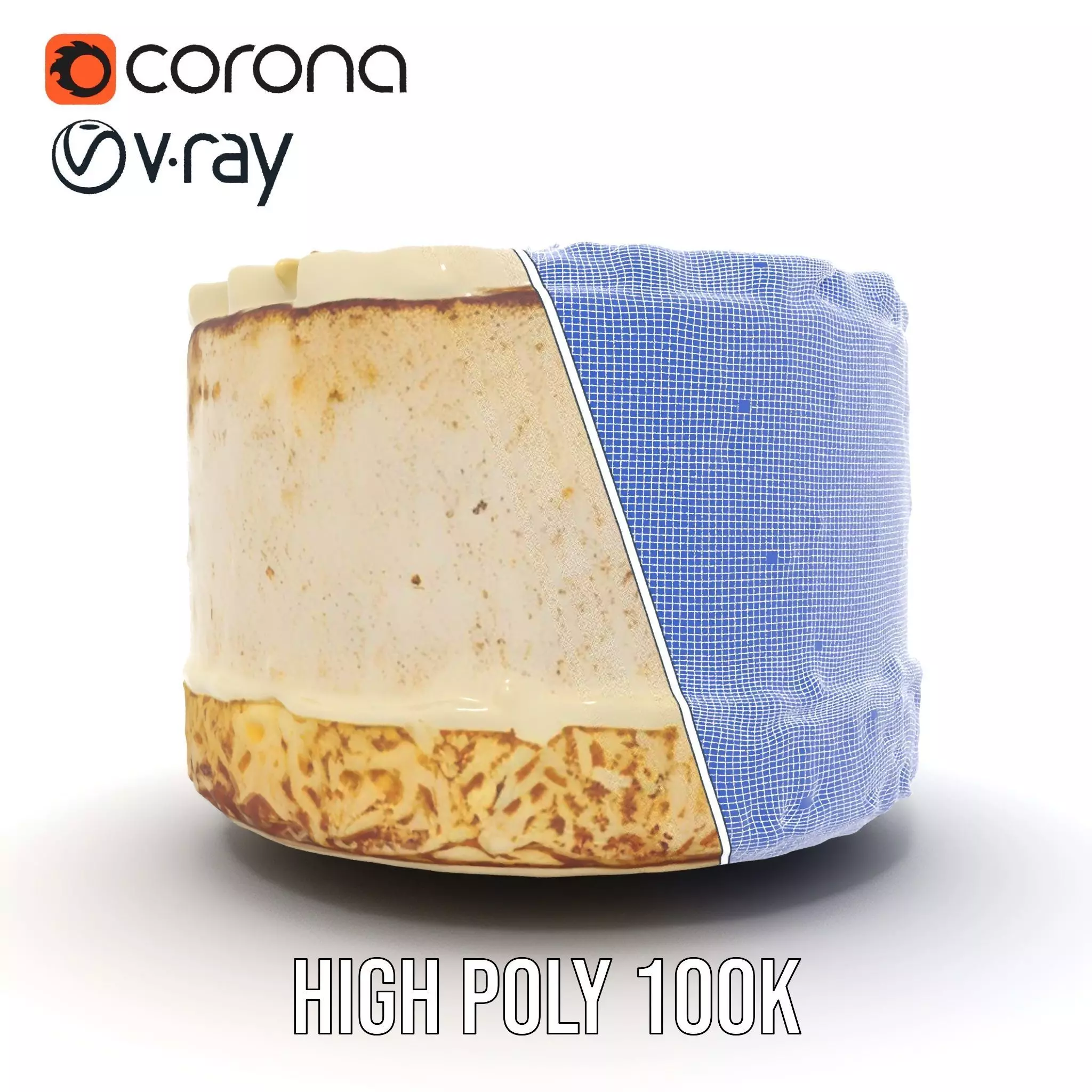 Coconut Vanilla Cake model pack Low-poly 3D model_33