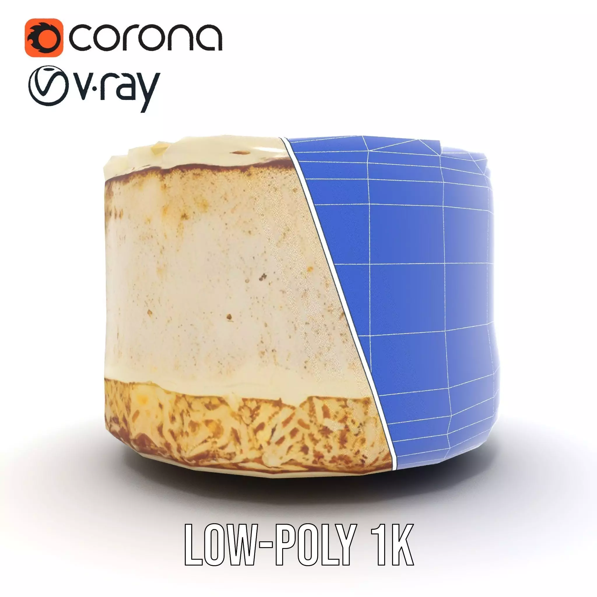 Coconut Vanilla Cake model pack Low-poly 3D model_23