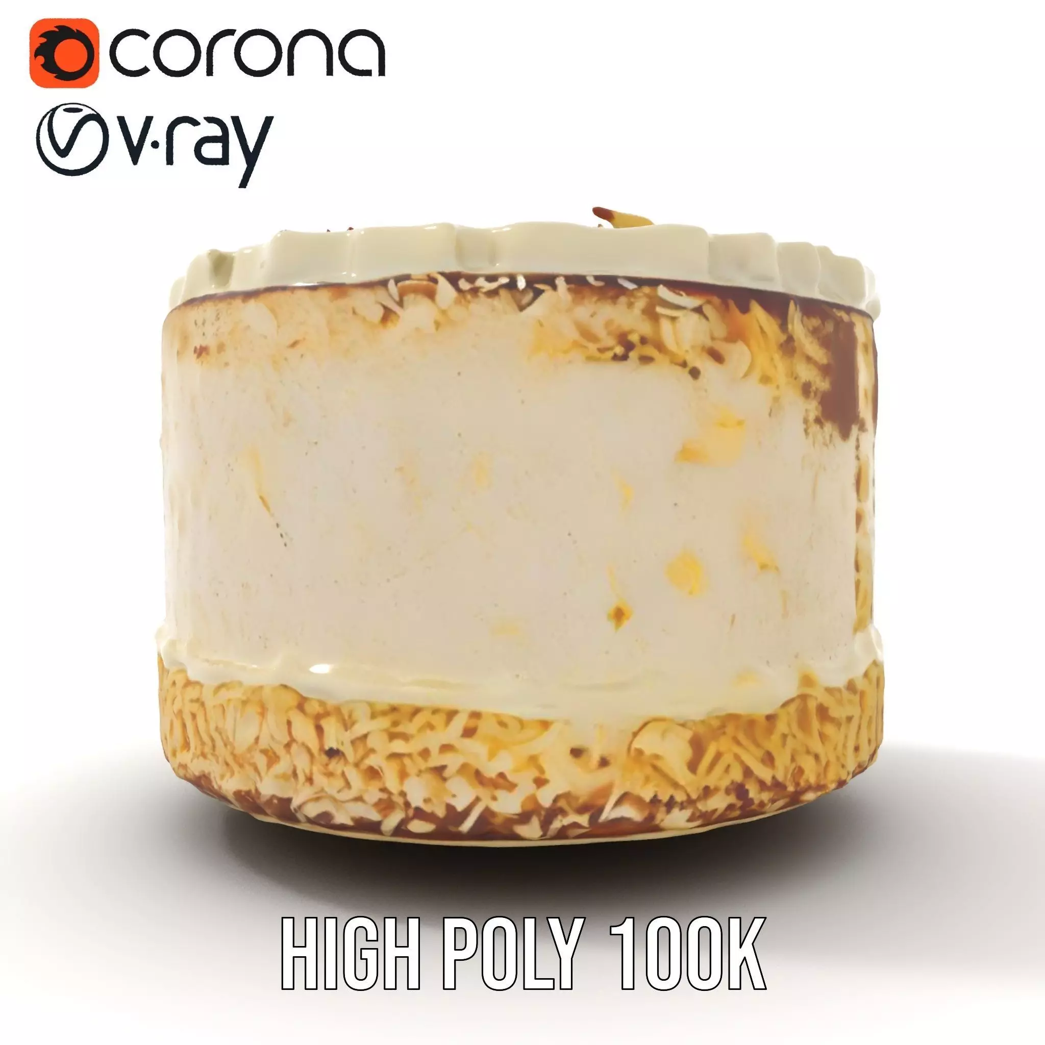 Coconut Vanilla Cake model pack Low-poly 3D model_21