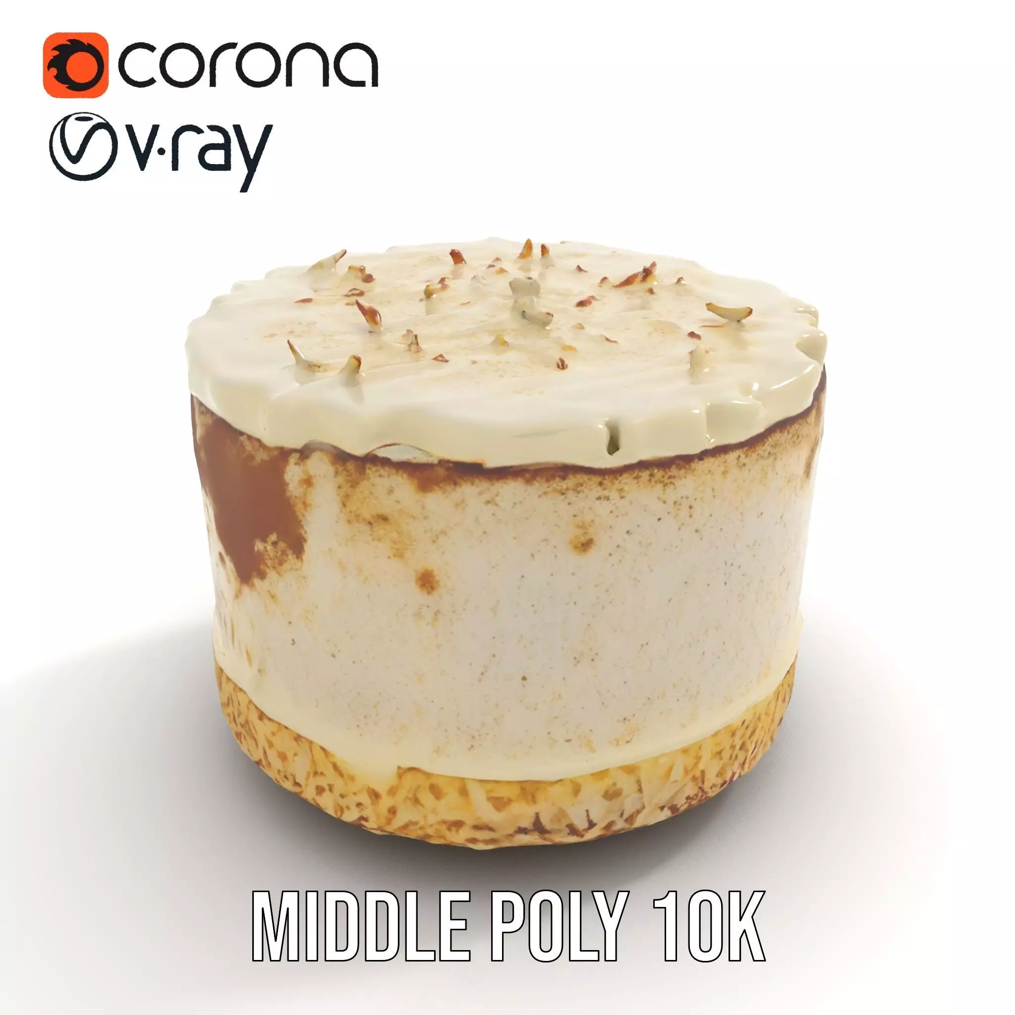 Coconut Vanilla Cake model pack Low-poly 3D model_11