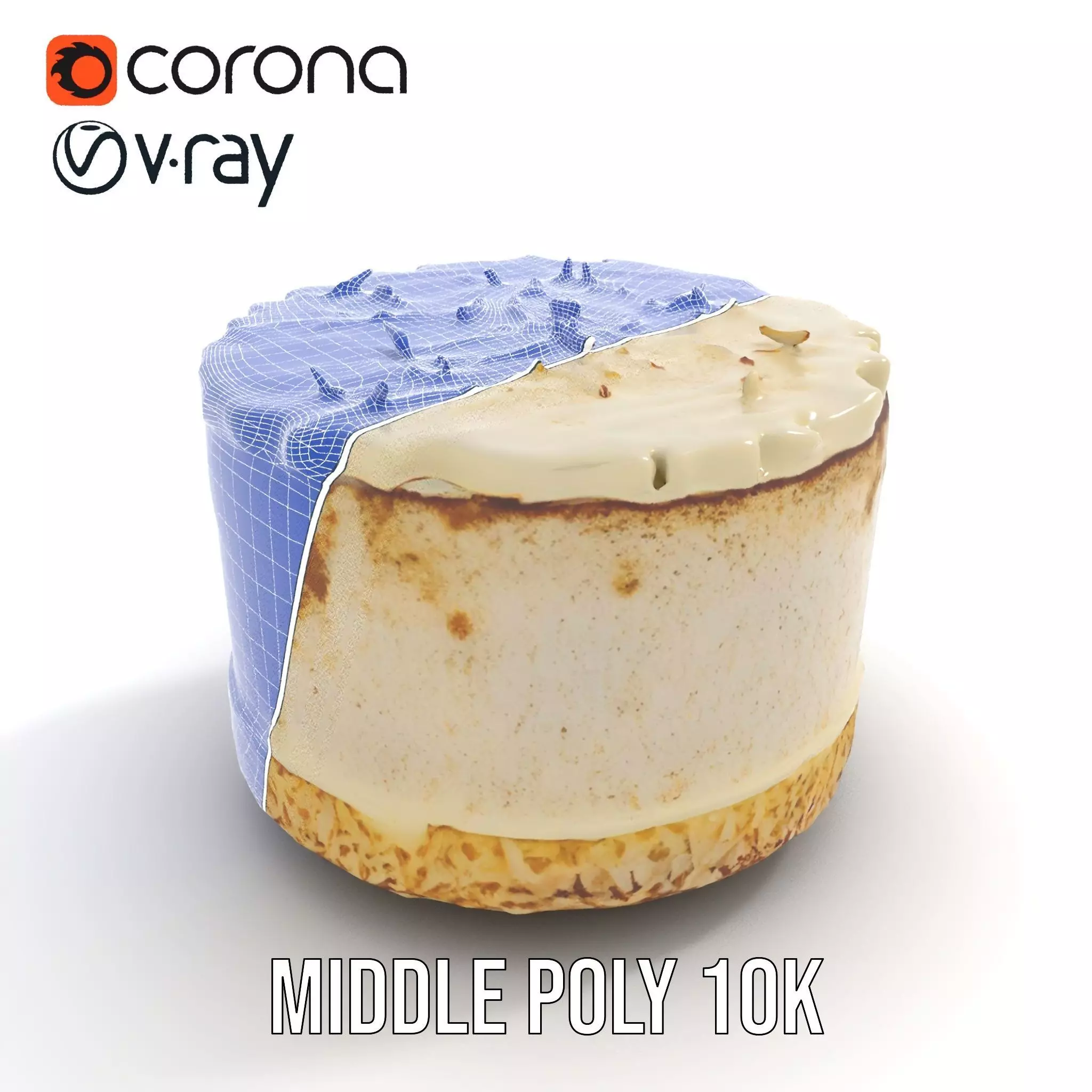 Coconut Vanilla Cake model pack Low-poly 3D model_5