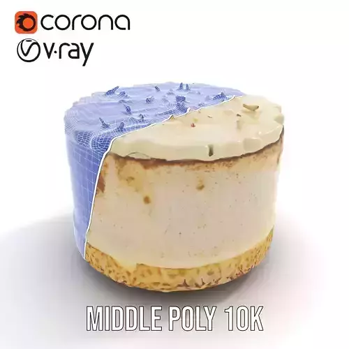 Coconut Vanilla Cake model pack Low-poly 3D model 5