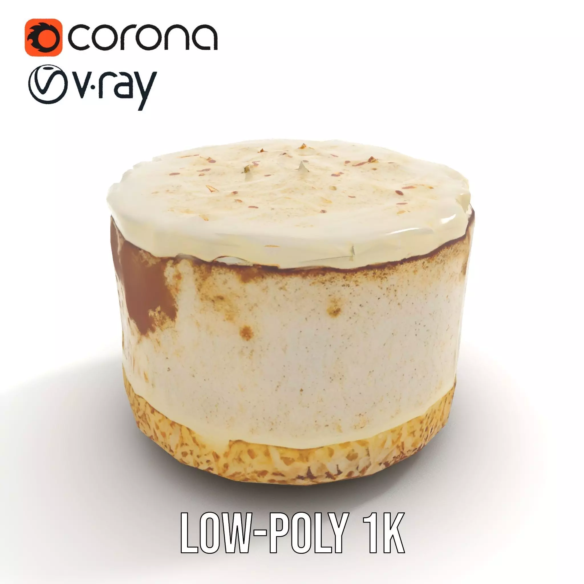 Coconut Vanilla Cake model pack Low-poly 3D model_14