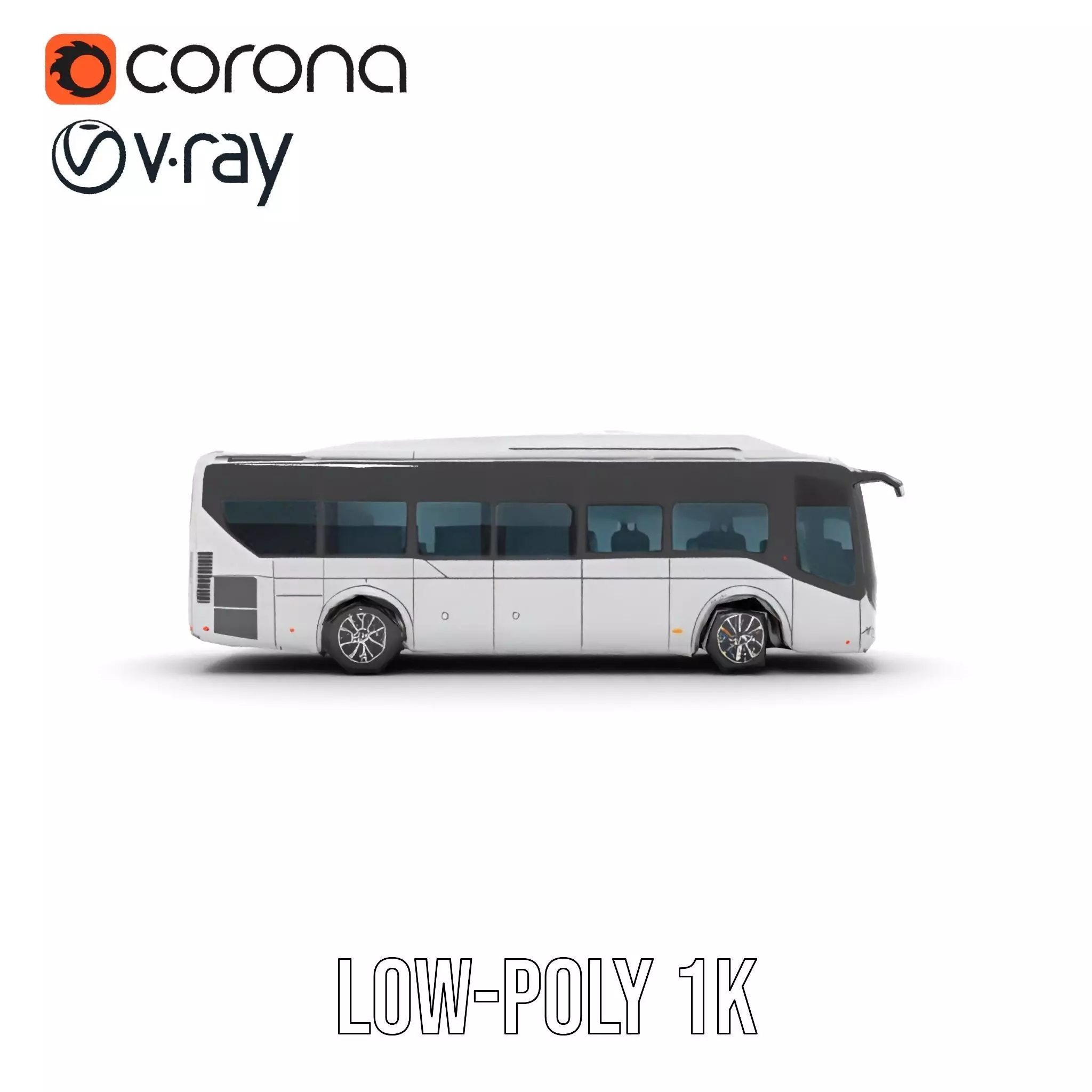 Modern Silver Bus model pack Low-poly 3D model_26