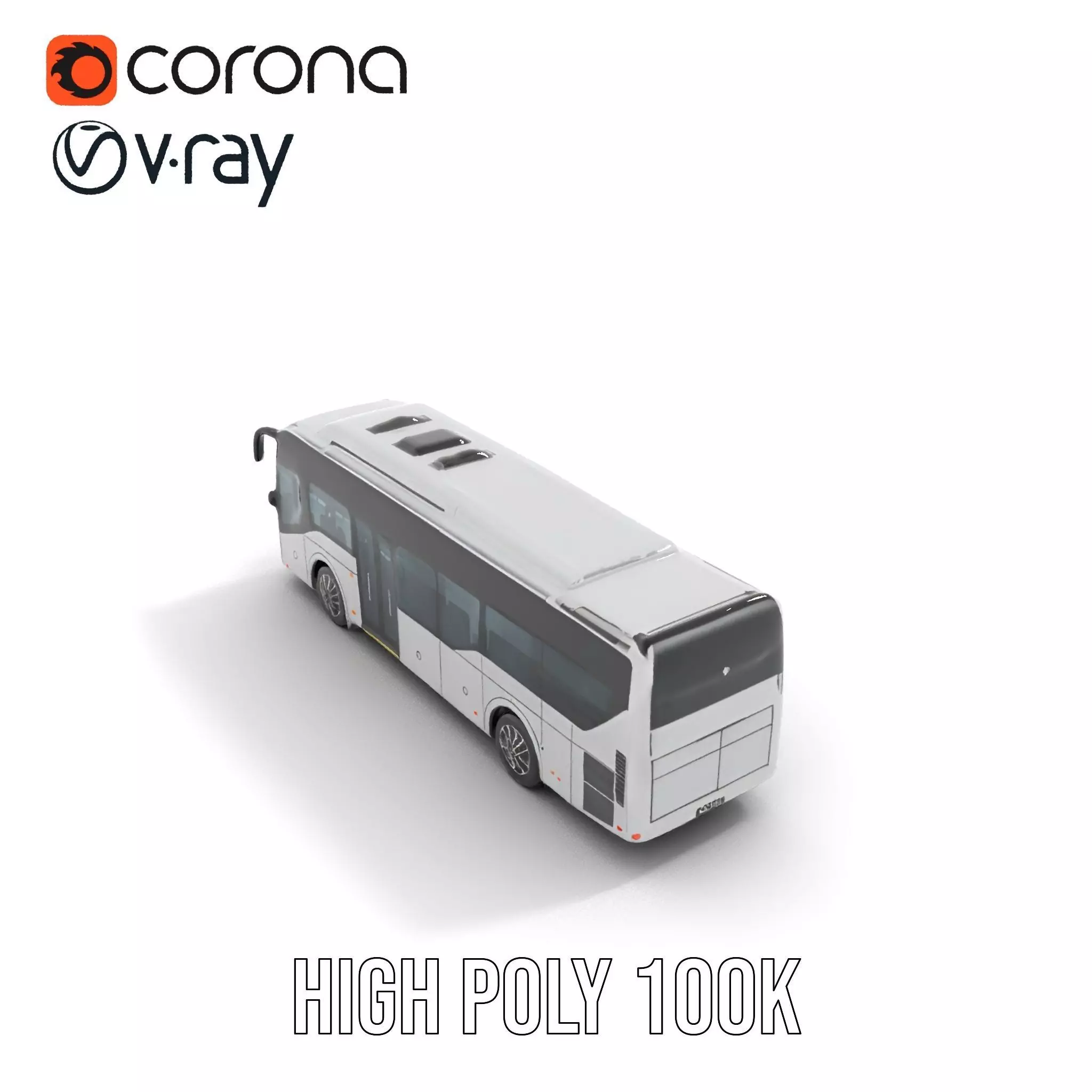 Modern Silver Bus model pack Low-poly 3D model_24