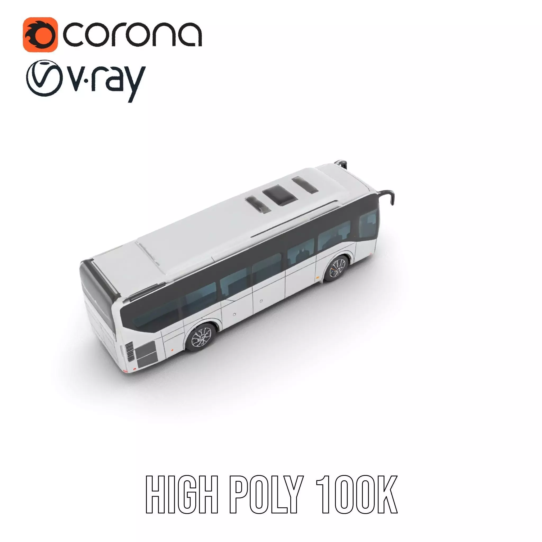 Modern Silver Bus model pack Low-poly 3D model_18