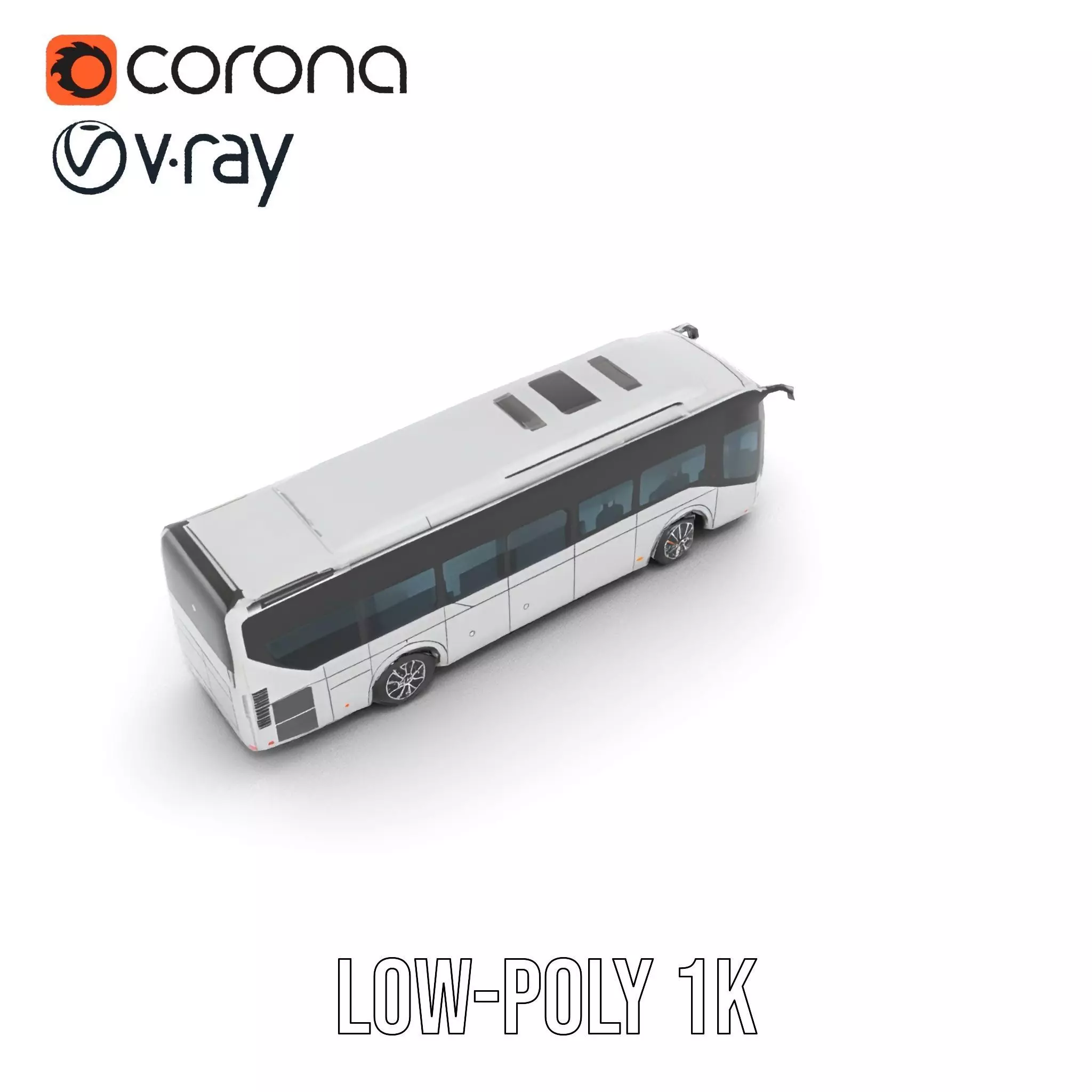 Modern Silver Bus model pack Low-poly 3D model_9