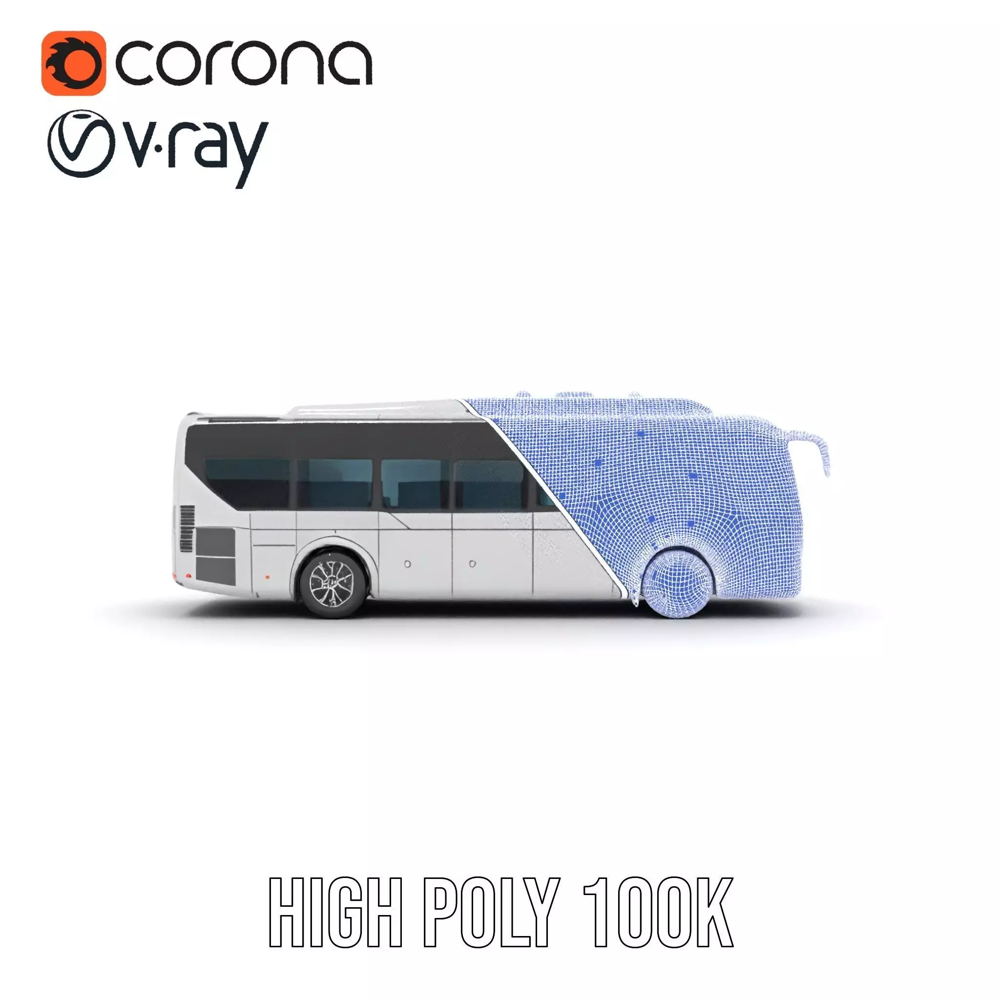 Modern Silver Bus model pack Low-poly 3D model_32