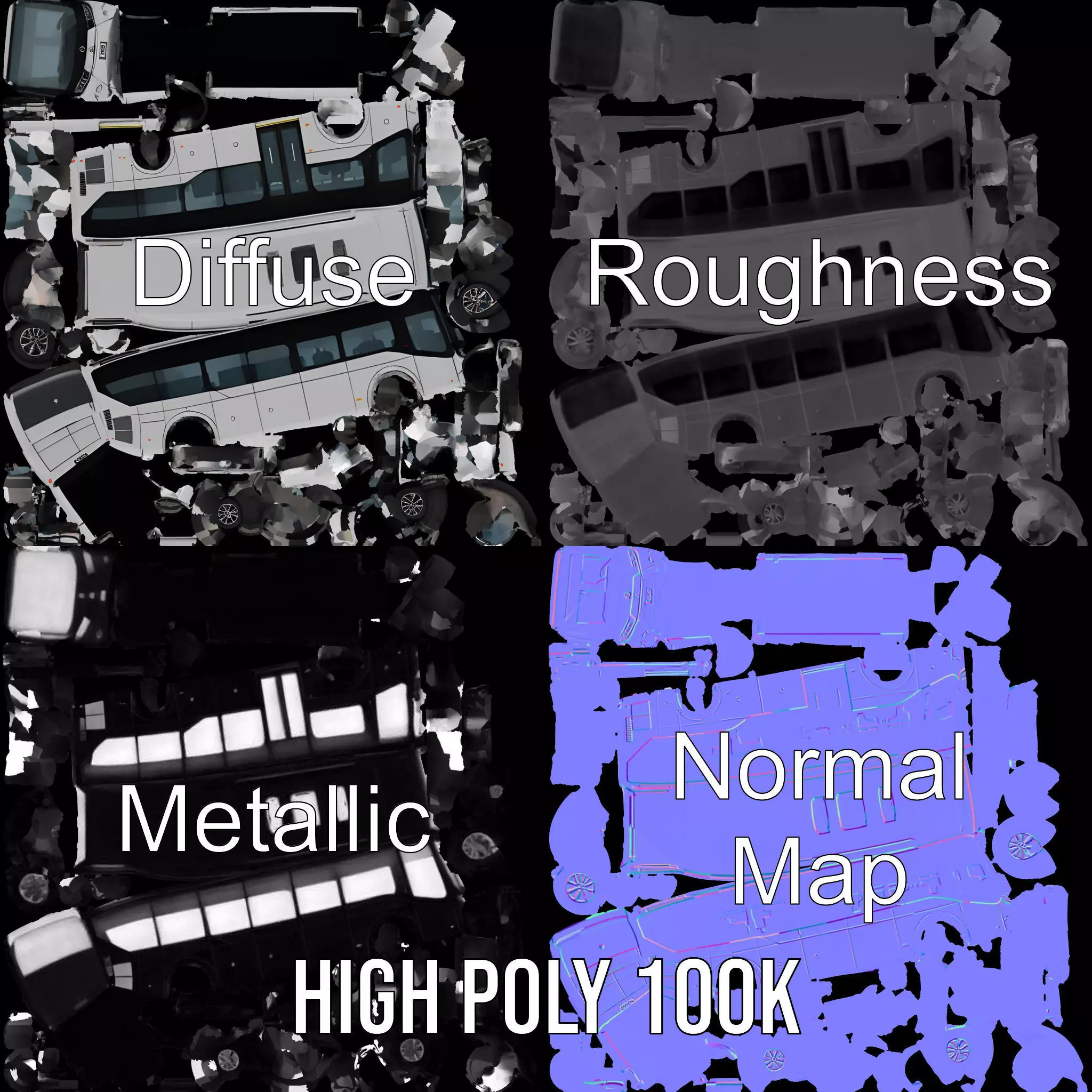 Modern Silver Bus model pack Low-poly 3D model_3