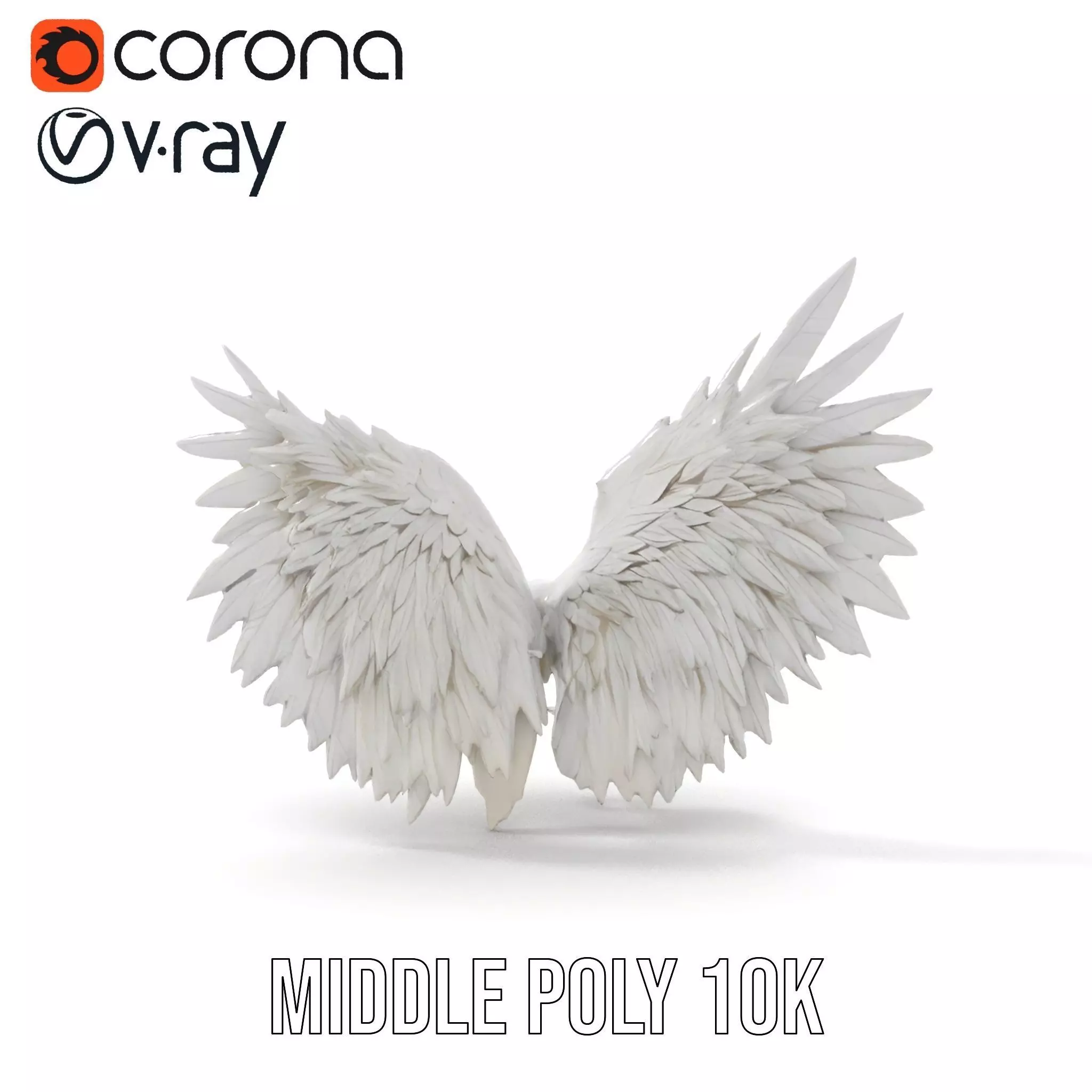 Elegant White Angel Wings model pack Low-poly 3D model_12
