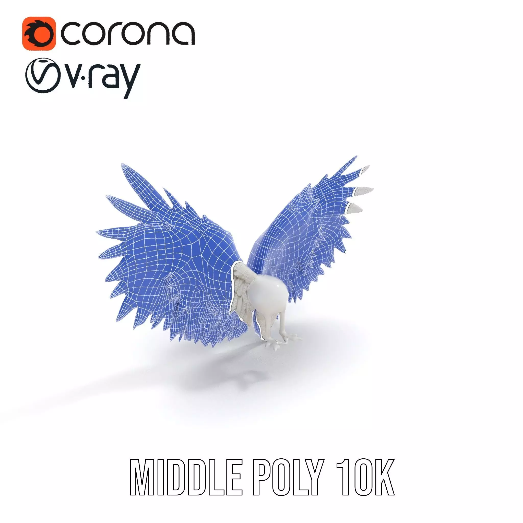 Elegant White Angel Wings model pack Low-poly 3D model_24