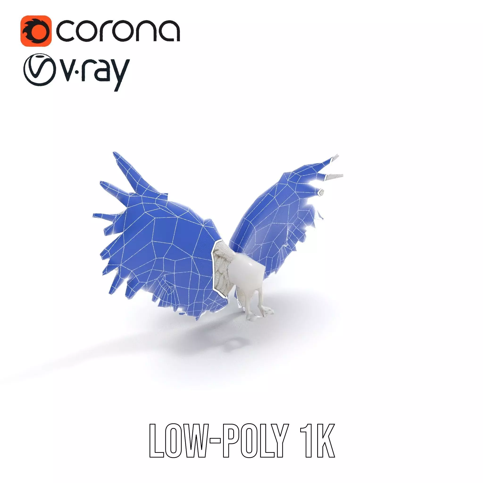 Elegant White Angel Wings model pack Low-poly 3D model_25