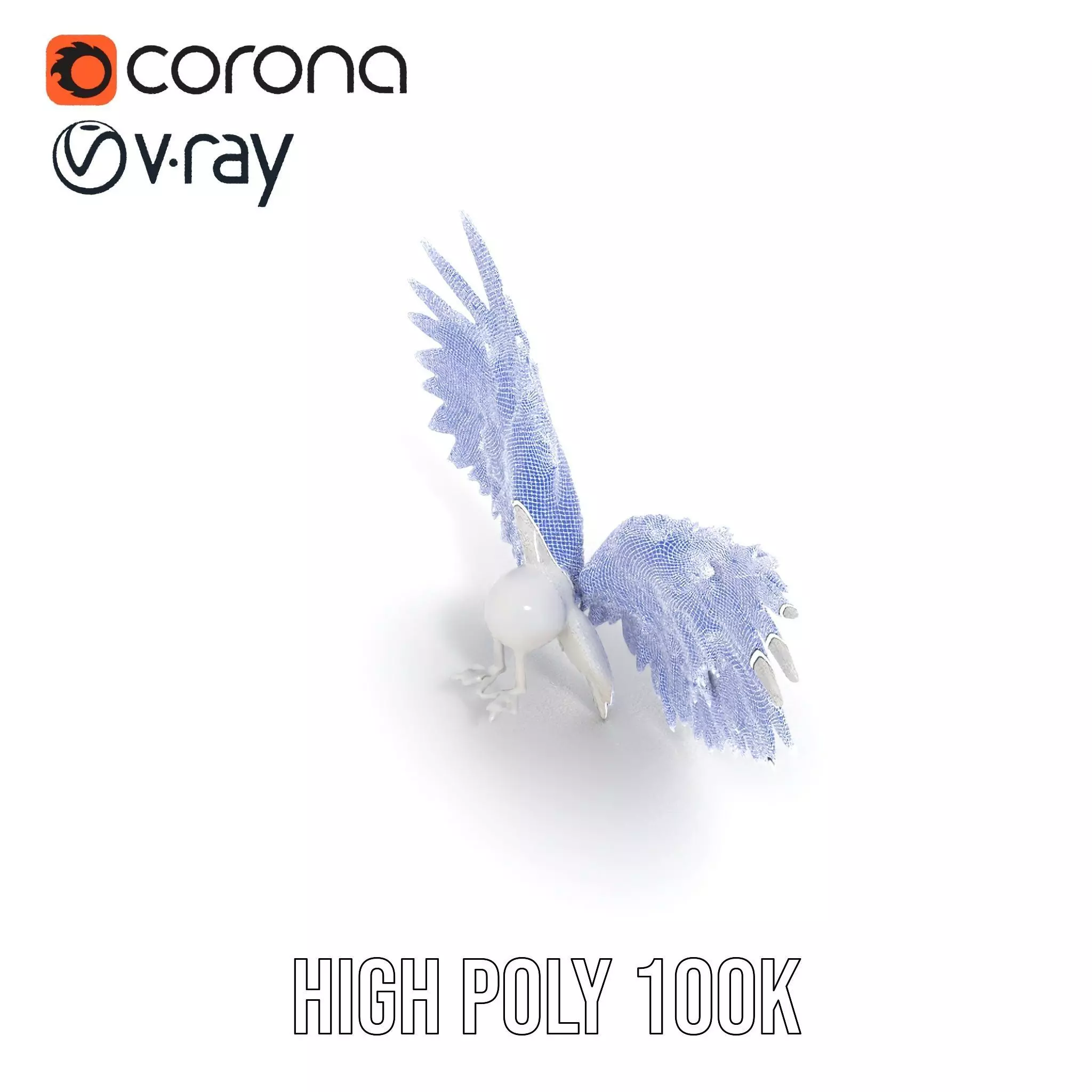 Elegant White Angel Wings model pack Low-poly 3D model_31